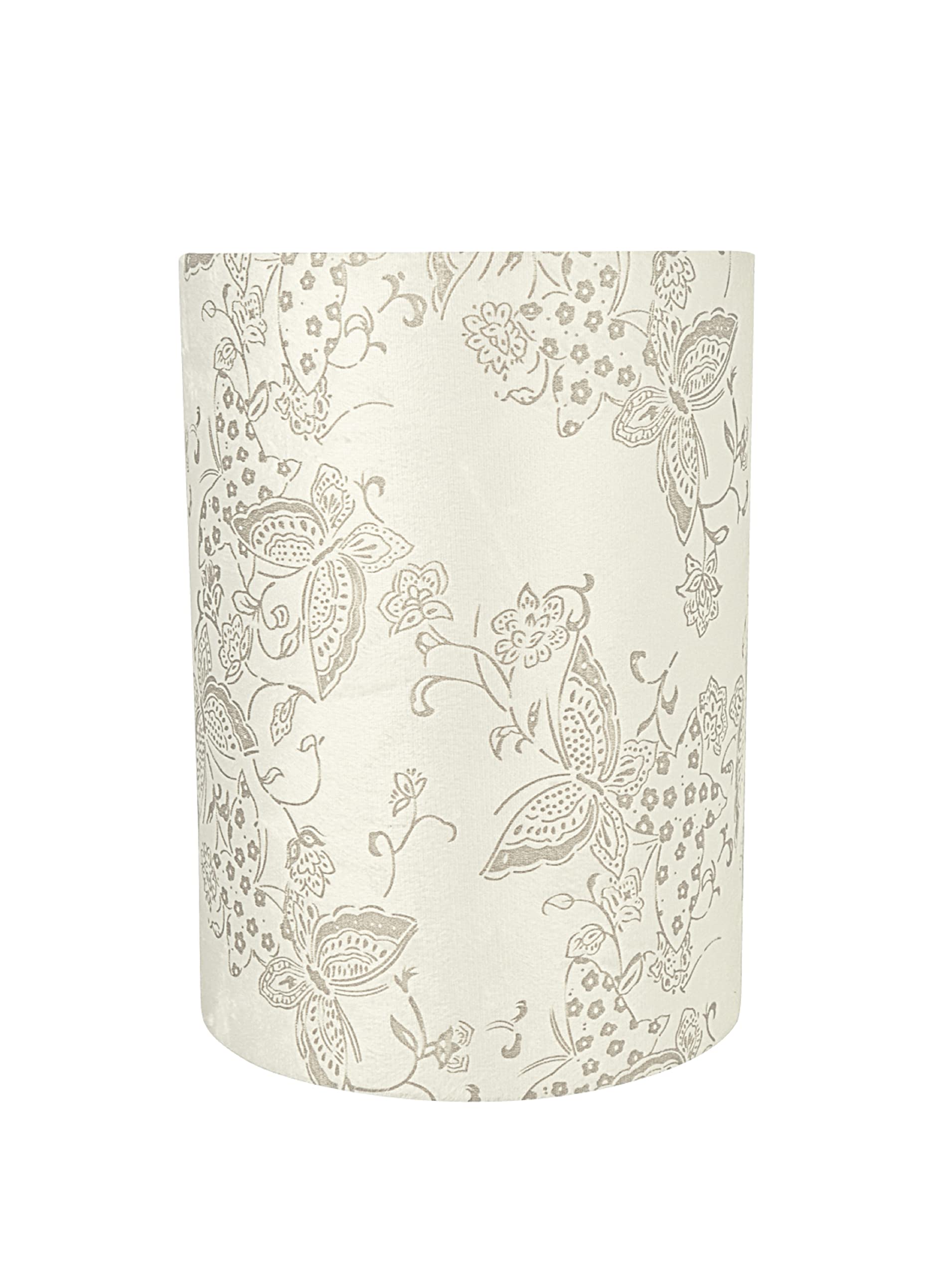 Aspen Creative Drum Lamp Shade, Cream Butterfly Pattern, 8in x 8in x 11in, Model 31280