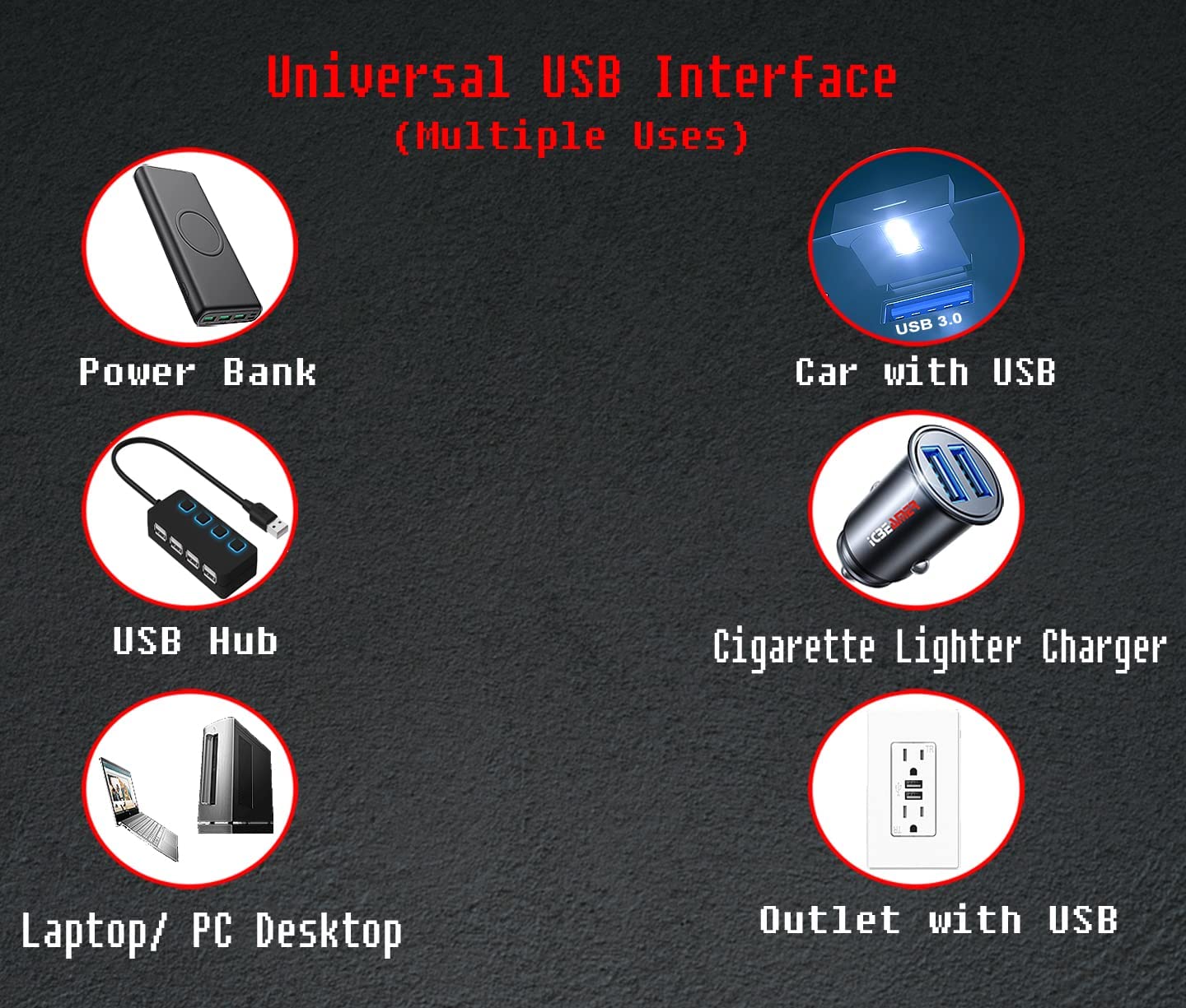 Icbeamer Smart Usb Adjustable Brightness Color: White, Auto Led Interface Plug-In Miniature Night Light Led For: Automotive Car Van Pickup Truck Interior Trunk Ambient Atmosphere Light