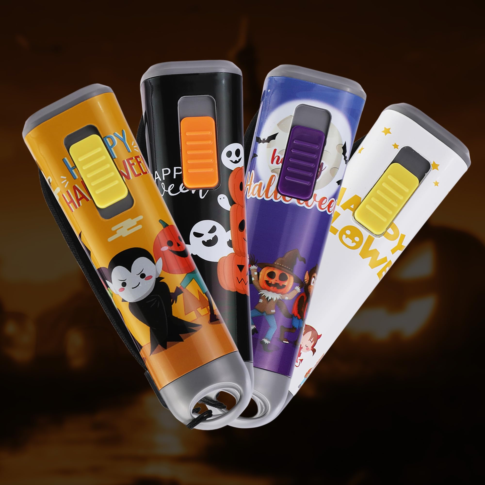 EverBrite LED Flashlights 4-Pack, Handheld Torch with Lanyard, Mixed Color, Model E012070A, Plastic, 12AAA Batteries Included