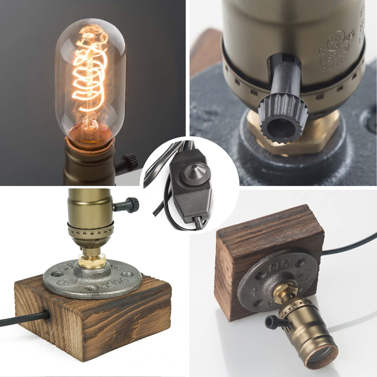 OuXean Vintage Table Lamp, Industrial Steampunk Design, Dimmable E26 Holder, Bronze Color, Home Decor for Bedroom or Living Room