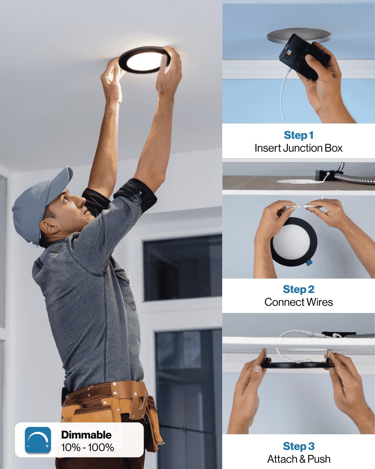 Sunco Lighting 12 Pack 6 Inch Ultra Thin LED Recessed Ceiling Lights, Dimmable 14W, Selectable CCT 2700K-5000K, Black