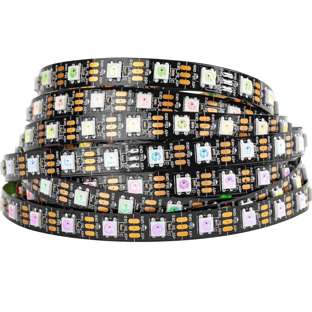 BTF-LIGHTING WS2812B LED Pixel Strip 16.4FT 300LED Black PCB IP30 Flexible FPCB Dream Color