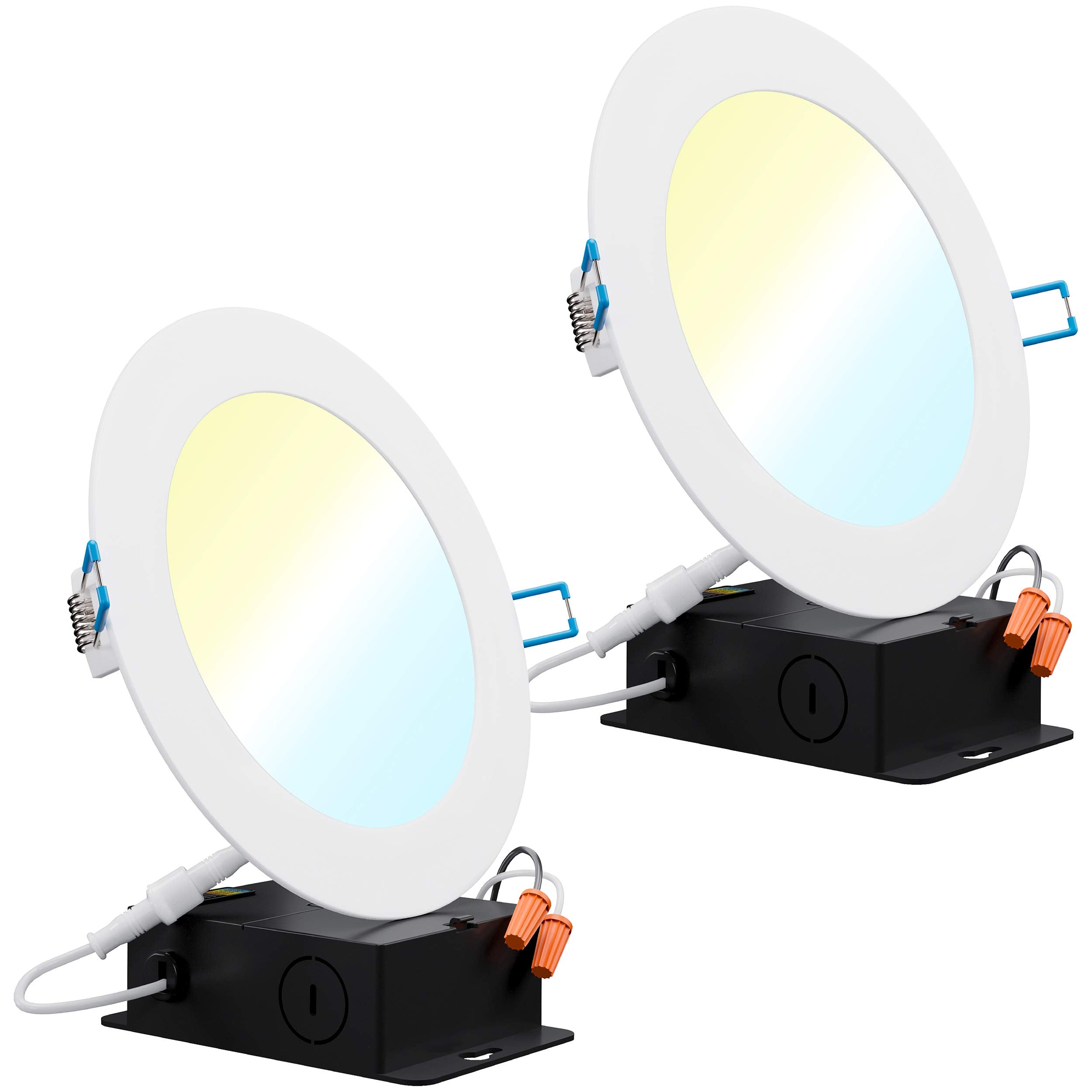 Sunco 2 Pack 6 Inch Ultra Thin Led Recessed Ceiling Lights, Slim Selectable Cct, 2700K/3000K/4000K/5000K/6000K, Dimmable, 14W, Wafer Thin, Canless With Junction Box