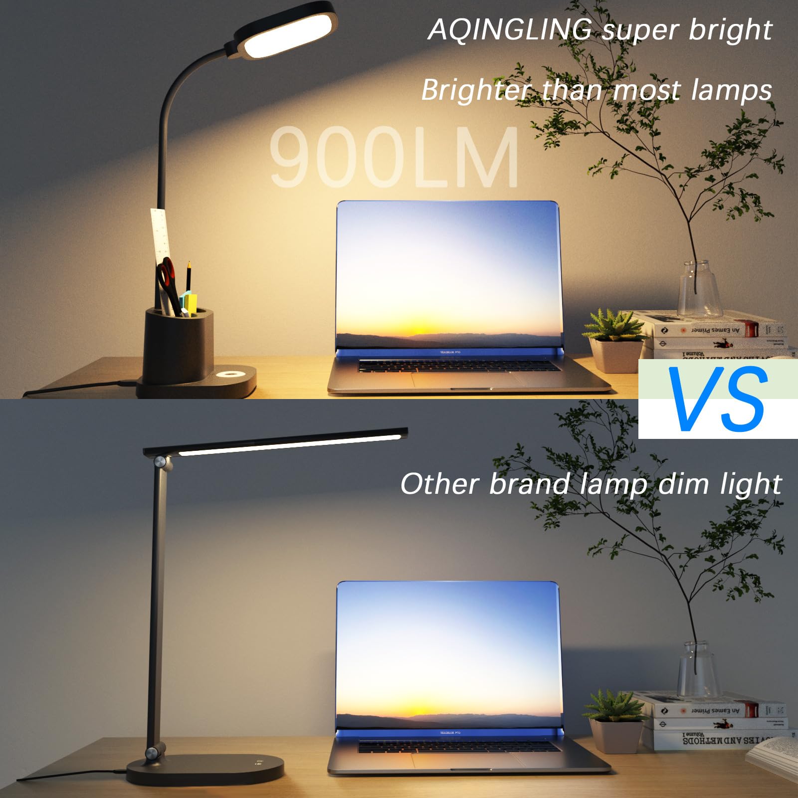 Led Desk Lamps For Office Desktop With Usb Charging Port, 3 Bright Lighting Modes, Rechargeable, Cordless, Powered Operated, Pen