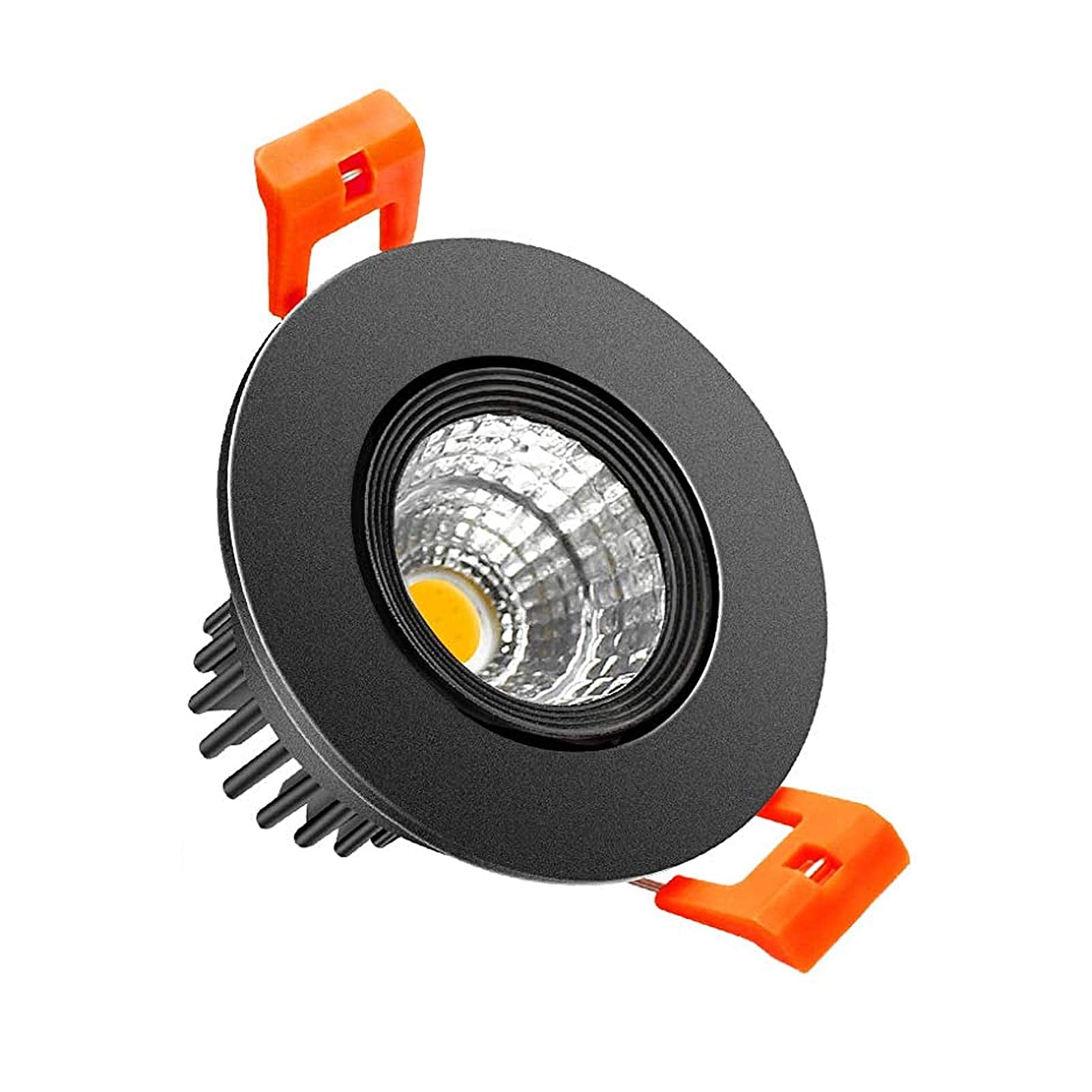 2 Inch Downlight, 3W Recessed LED Lighting COB Dimmable, 5000K Daylight White, CRI80, Black Trim, Ceiling Lights With Driver, 1 