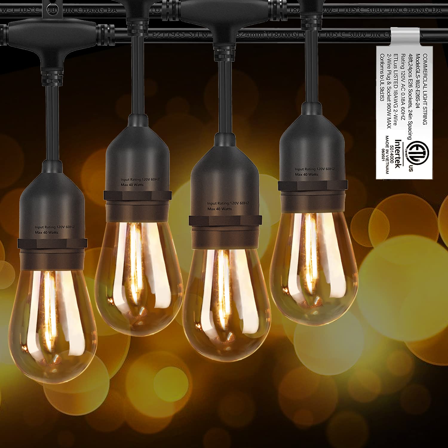 Eikoson ???????? Led Outdoor String Lights With ???? Weatherproof Shatterproof Edison ?????? ??????????(2 ??????????)