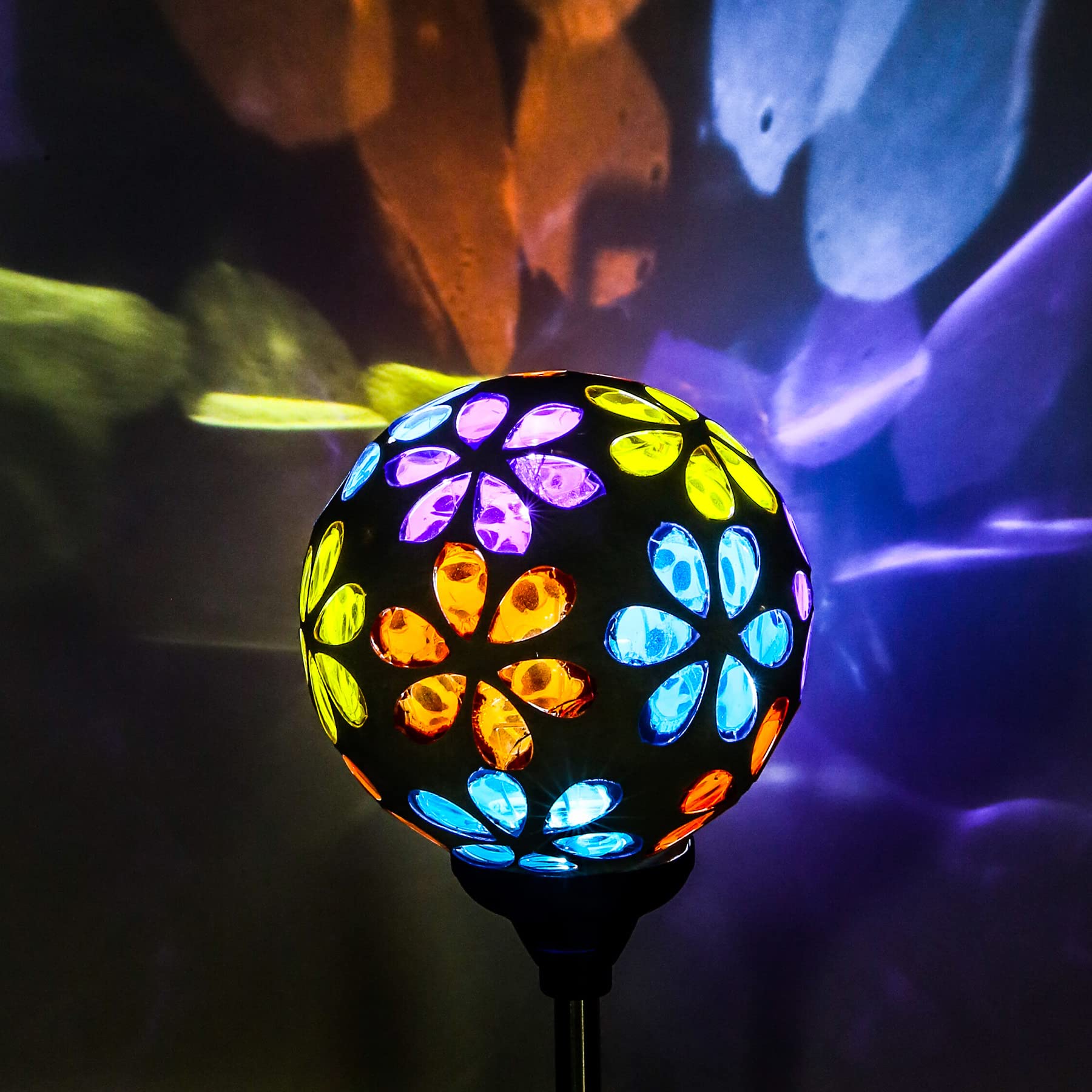 WNP Outdoor Solar Stake Light, Waterproof Colorful Glow Flower Ball, Garden Decoration, Multicolor