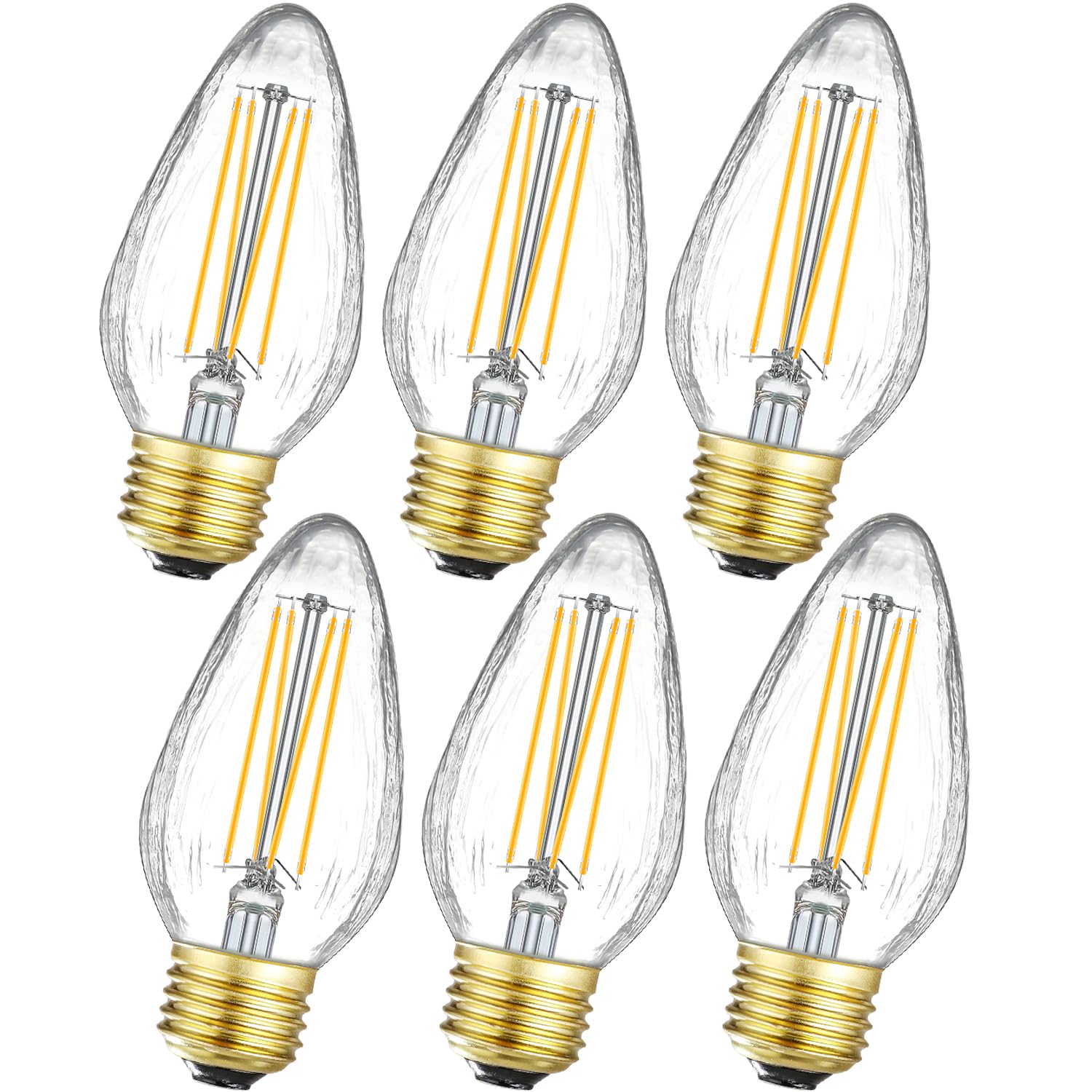 Leools E26 Vintage Edison Bulbs 8W Dimmable LED Soft White 3000K 800lm, Glass, 6 Pack