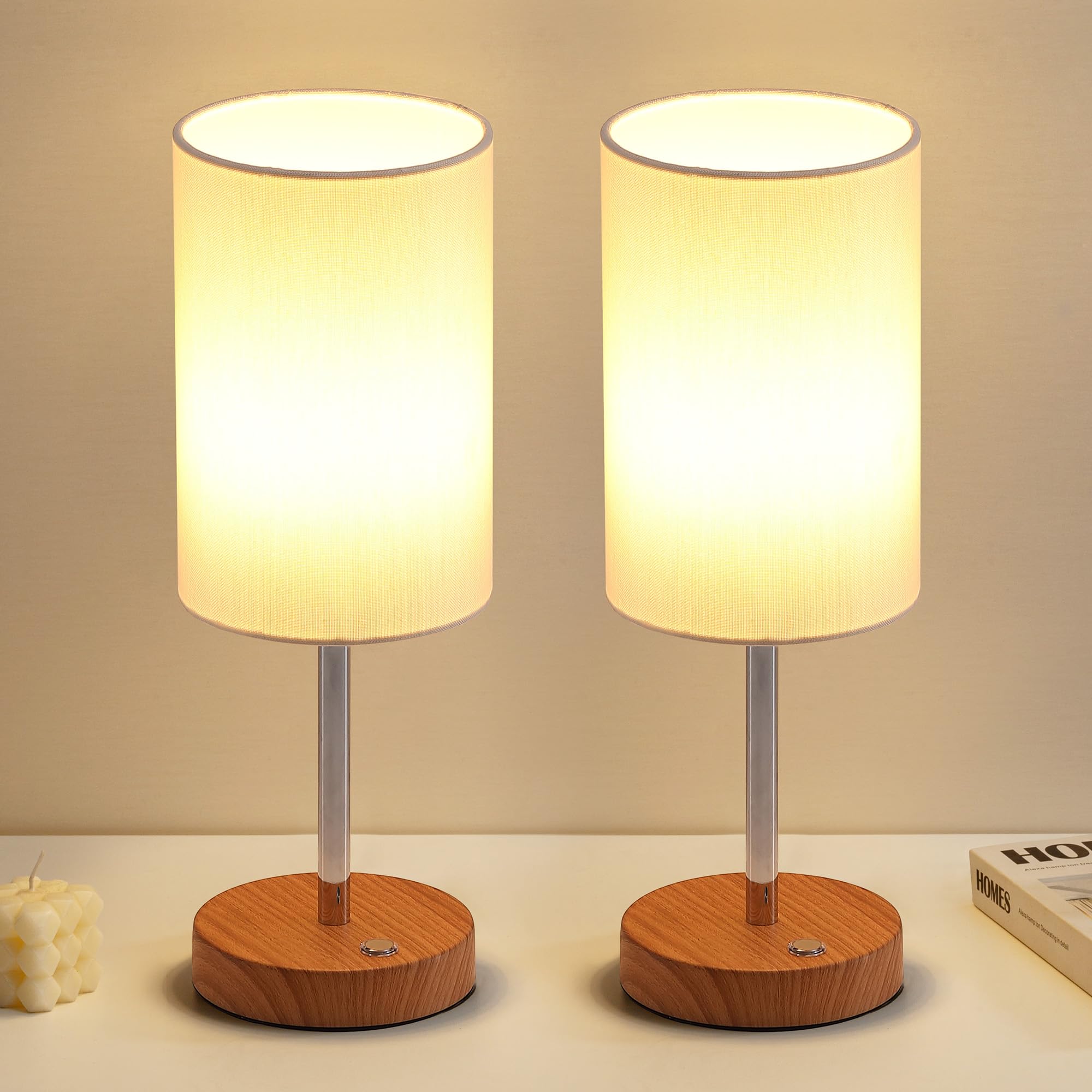 KDG Simple Cordless Table lamp, Portable Bedside 5000mAh LED Desk Lamp, 3 Brightness Levels Emergency Light, Linen Lampshade for