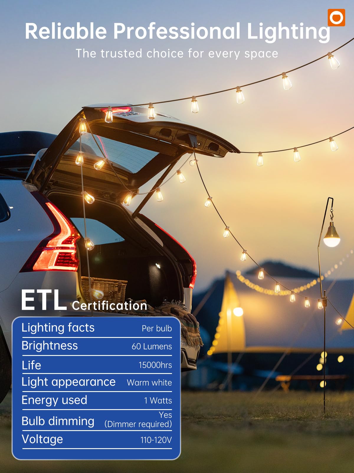 Addlon 50Ft Led Outdoor String Lights With 27 Shatterproof St38 Bulbs, Vintage Edison Style Patio Lights, Connectable & Waterpro