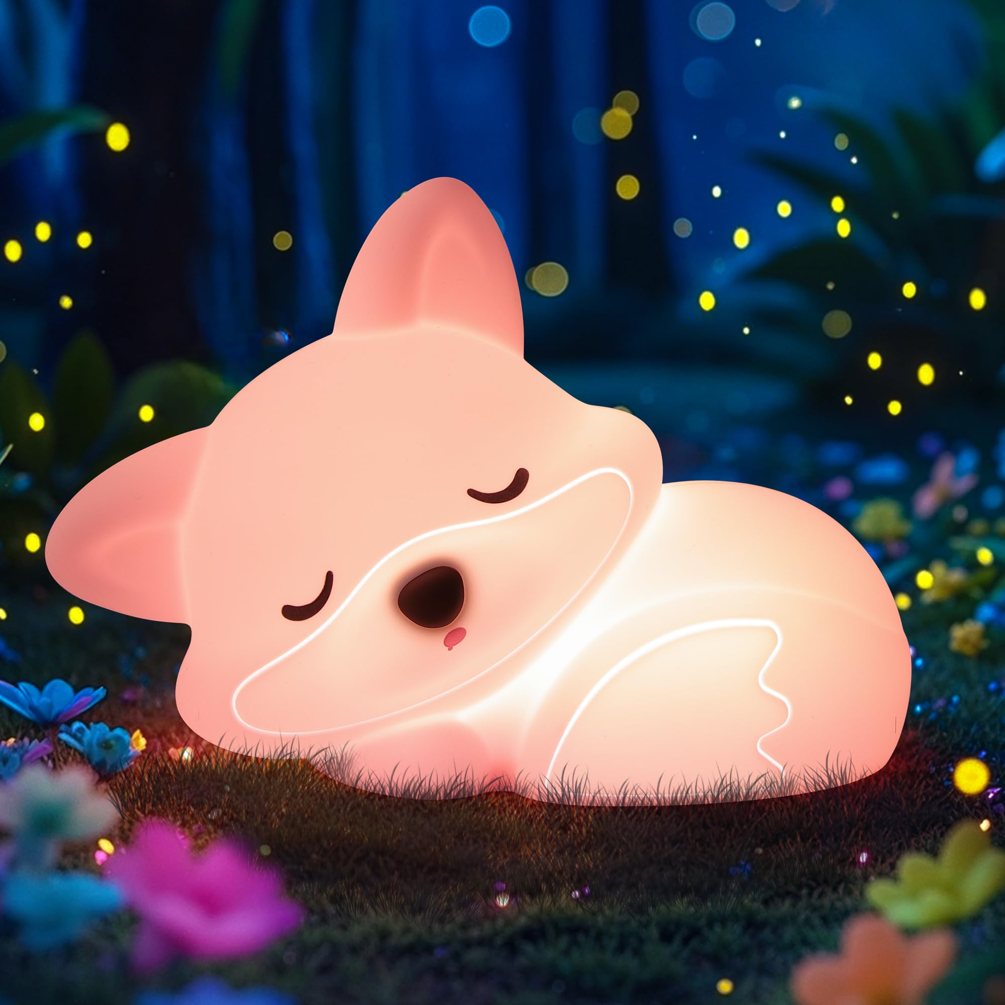 CoolGift Mart Fox Night Light, Cute Fox Silicone Night Light Gifts for Girls 8-12, Fox Lamp for Kids Child Baby Women Nursery, A