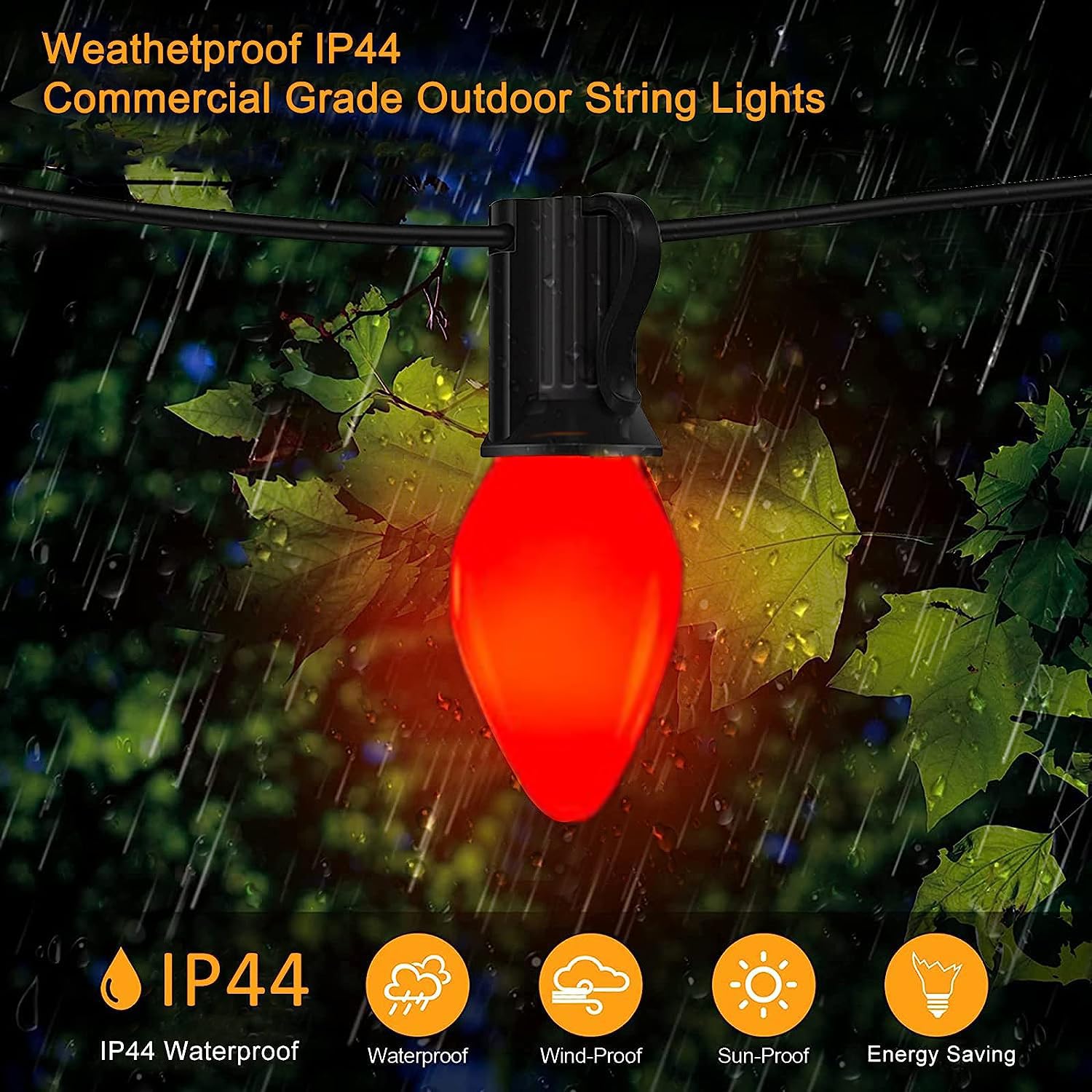 Bokoiuu C7 Replacement Light Bulbs, 25 Pack Christmas Red Night Light Bulbs, C7/E12 Candelabra Base For Outdoor String Light Inc