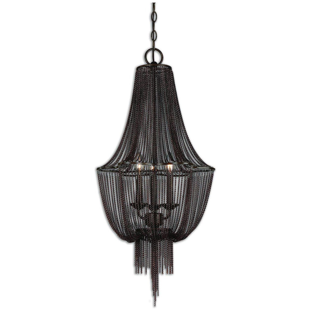 Uttermost Lezzeno 3-Light Chandelier, Iron, Dark Oil Rubbed Bronze/Gold, 33.0in L, Model 21998