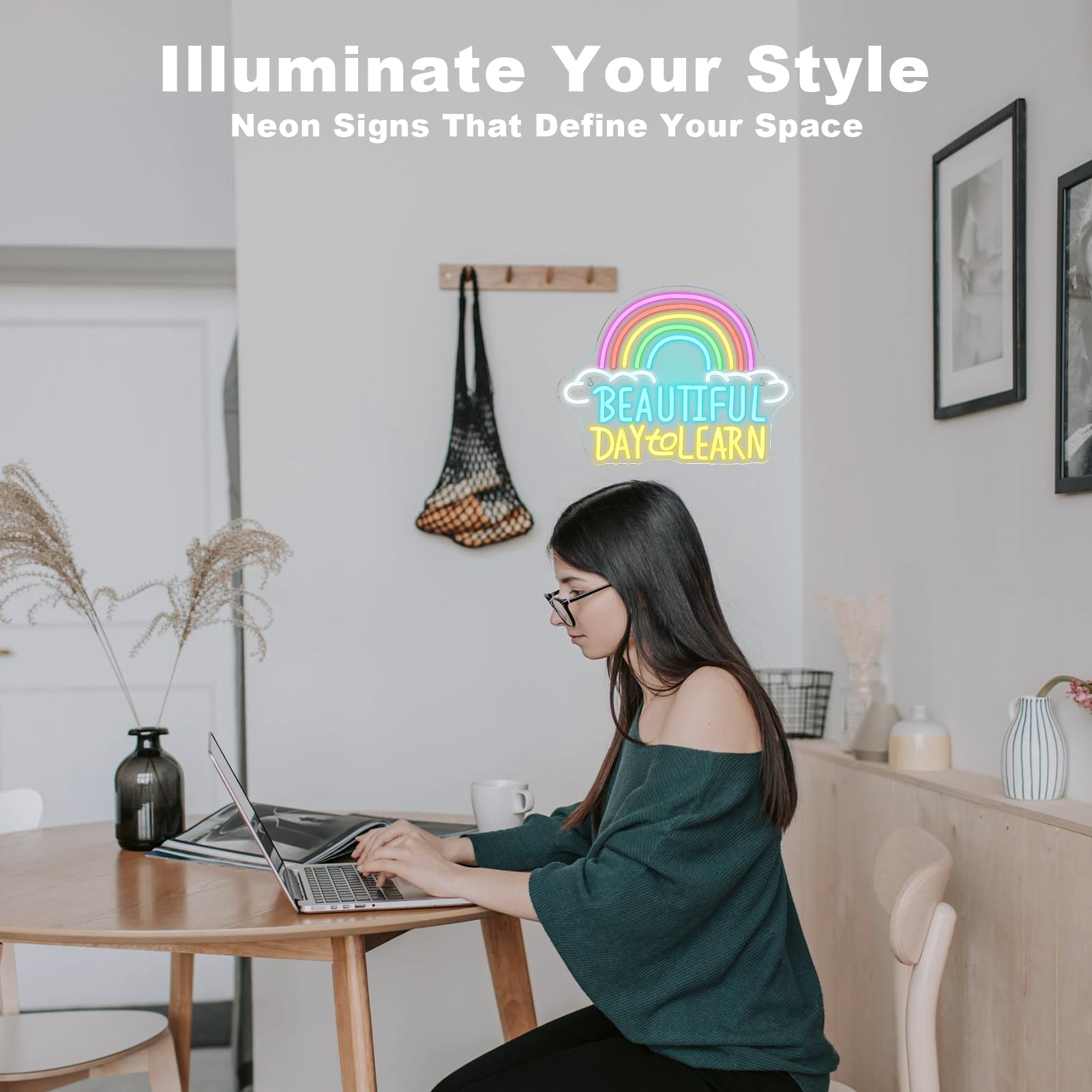 Beautiful Day To Learn Led Neon Sign  16.5X12.6 Usb Powered  Dimmable  5V/2A  For Classroom  Study Cornor Home  Gift  Office  Bedroom  Lifelong Learner