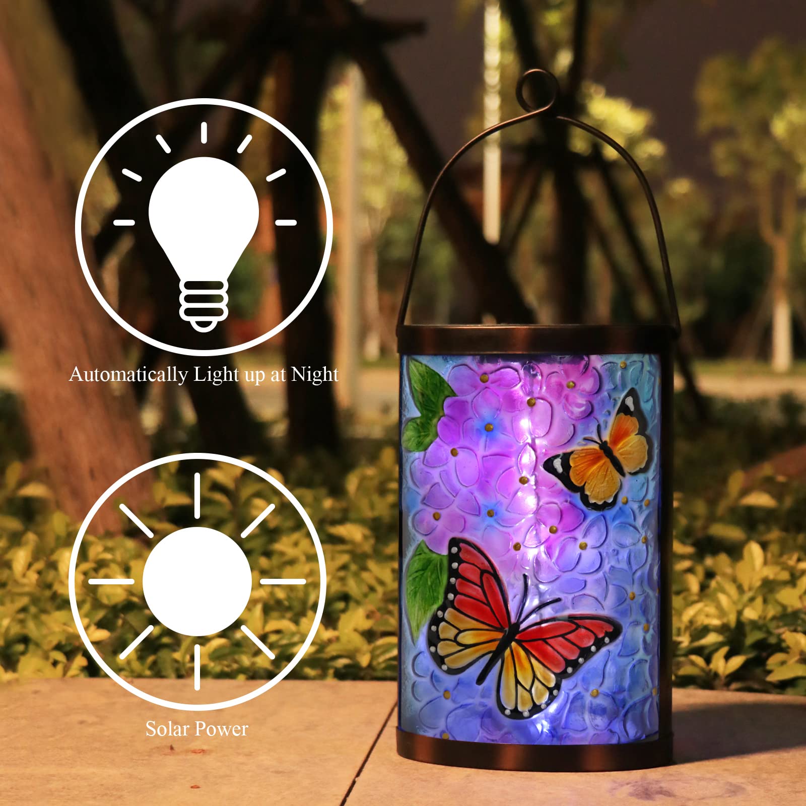 Hanging Solar Lantern Outdoor Waterproof Led Solar Lights Butterfly Decorative Solar Lanterns Tabletop Lamp For Outdoor Patio Ga