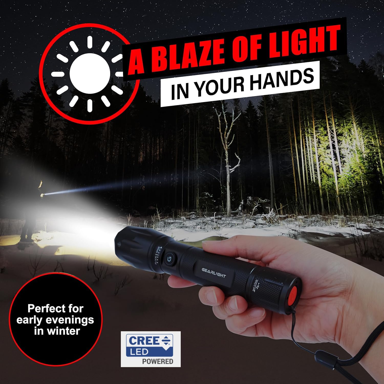 Gearlight S1000 Rechargeable Led Tactical Flashlight - 2 Pack, High Lumens, Usb-C Fast Charging, Dual-Button, Ipx4 Water-Resista