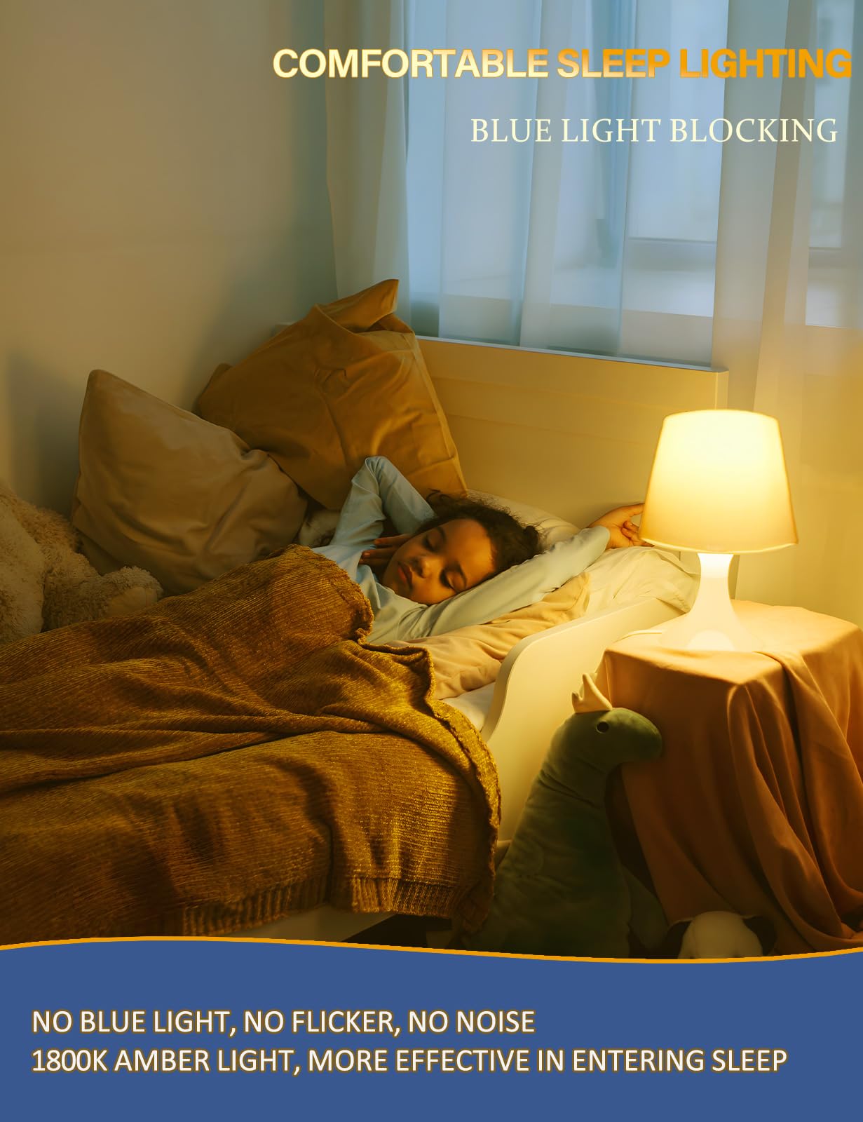 Zeqidou Amber Sleep Light Bulbs Dimmable, Blue Light Blocking, A15 E26 5W(40 Watt Equivalent) Dim Light Bulb,1800K Warm Light Bu