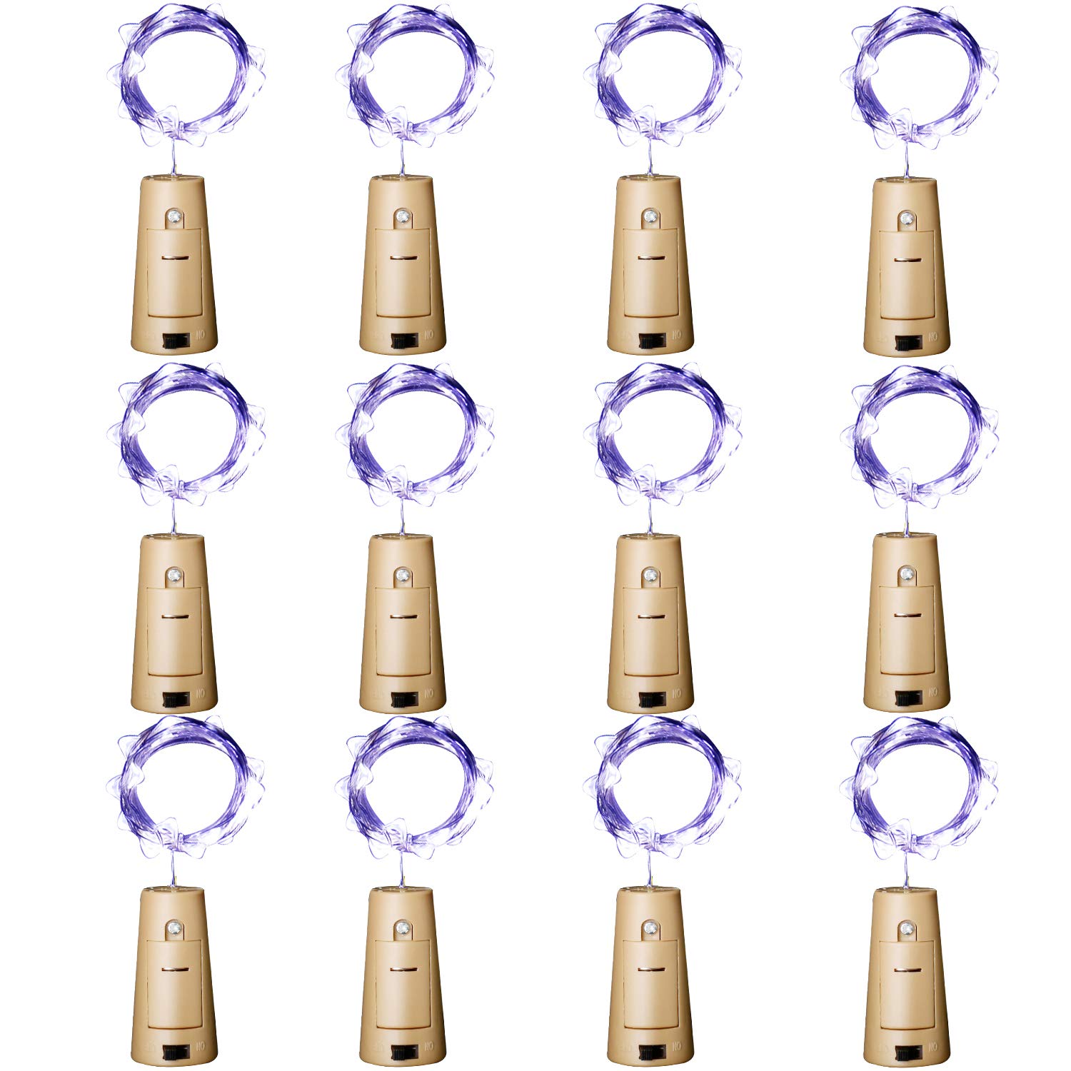 Aluan Wine Bottle Lights 10 Pack 12Led Cork Bottle Lights With Screwdriver Battery Operated Wine Cork Lights String Lights For Party Wedding Christmas Halloween Bar Jar Lamp Decor, Cool White