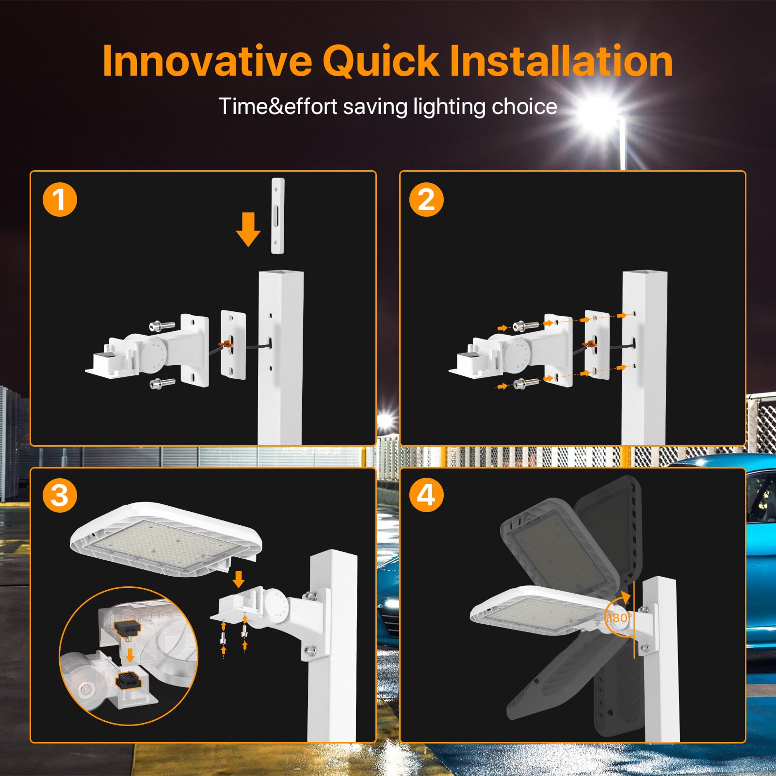 Demilare 200W Led Parking Lot Light, 30000Lm Led Lights Outdoor With Adjustable Arm Mount, 5000K Ip65 150Lm/W Dusk To Dawn Outdo