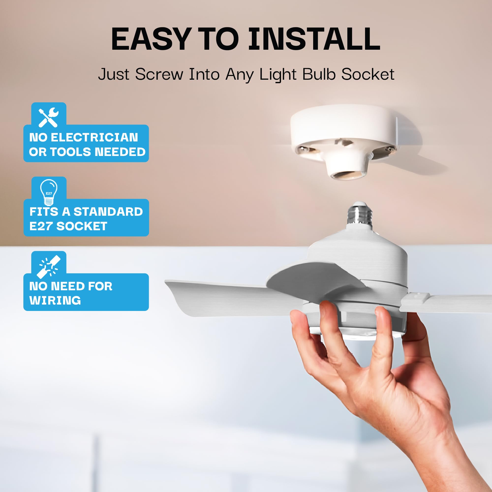 Socket Fan Light Original - Warm Light Ceiling Fans With Lights And Remote, Ceiling Fan With Light Replacement For Light Bulb/Ce