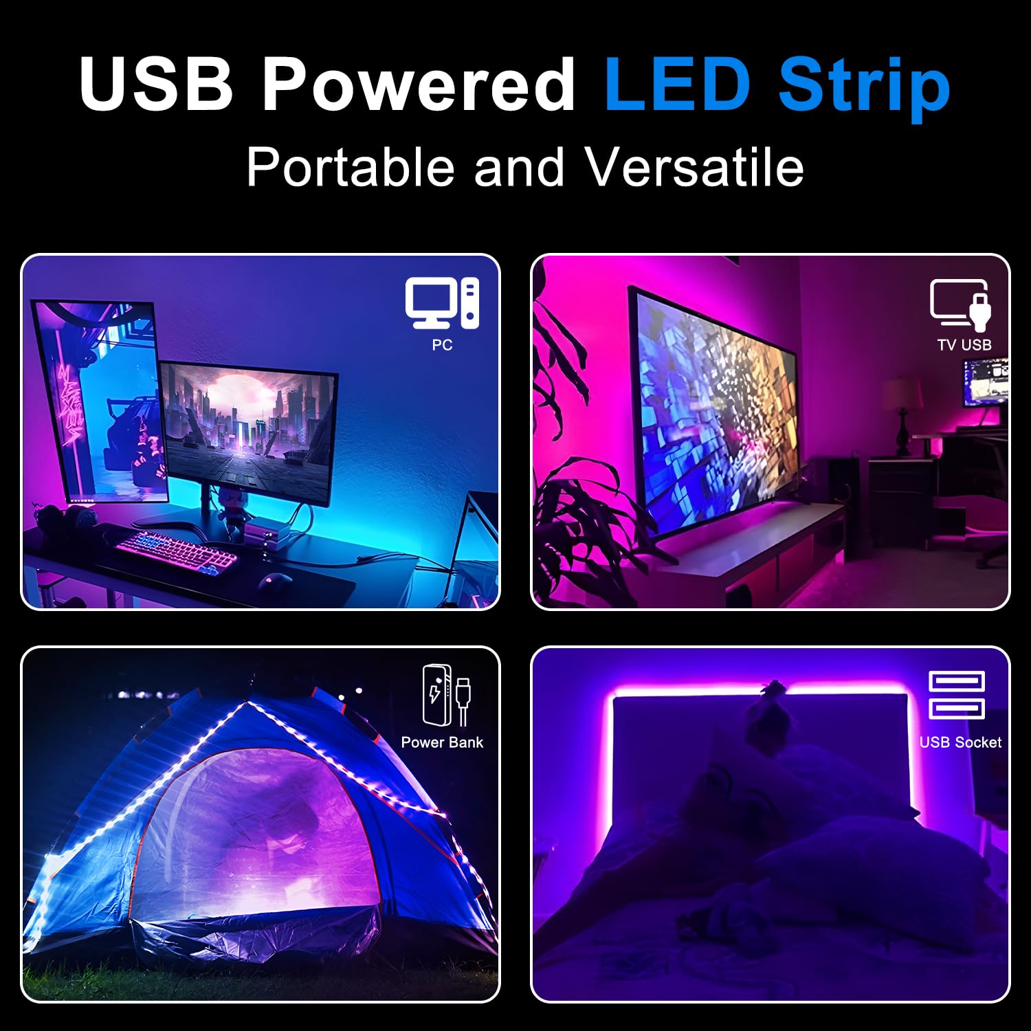 Charkee 5M Non-Waterproof Multicolor Led Strip Light, 300 Leds, 24 Keys Ir Remote, Plastic, 65.6 Ft, Model Acif0211524G