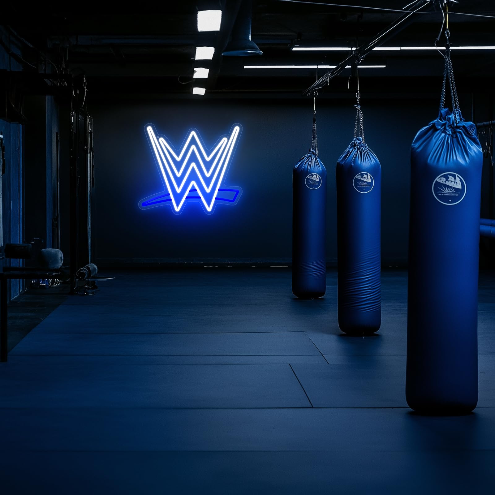 Optiacan LED Wrestling Neon Sign - Blue White Wall Decor, 15.35 x 12.99 inches, USB Night Light for Game Room & Parties