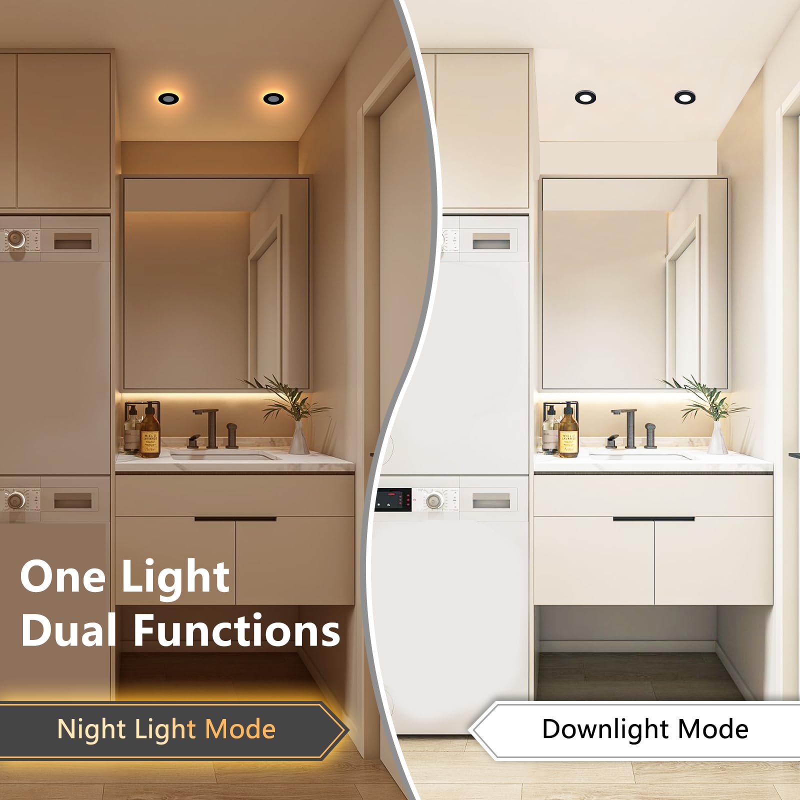 CycevSun 8 Inch LED Recessed Lights, Dimmable Night Light, 12 Pack, Black, Ultra Thin, 15W, 1500LM, 5CCT Select