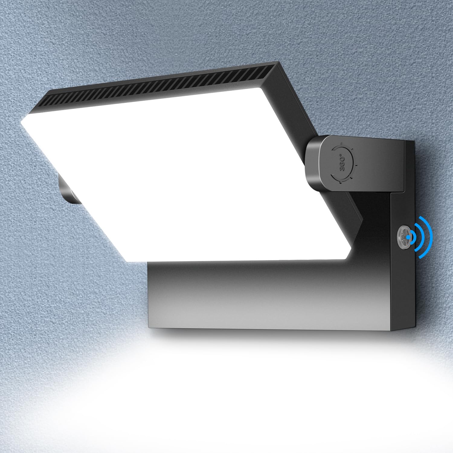 ledmo 150W LED Outdoor Wall Pack Light, Dusk to Dawn Photocell, 21000lm, IP68, Black, Model LED1800F-M