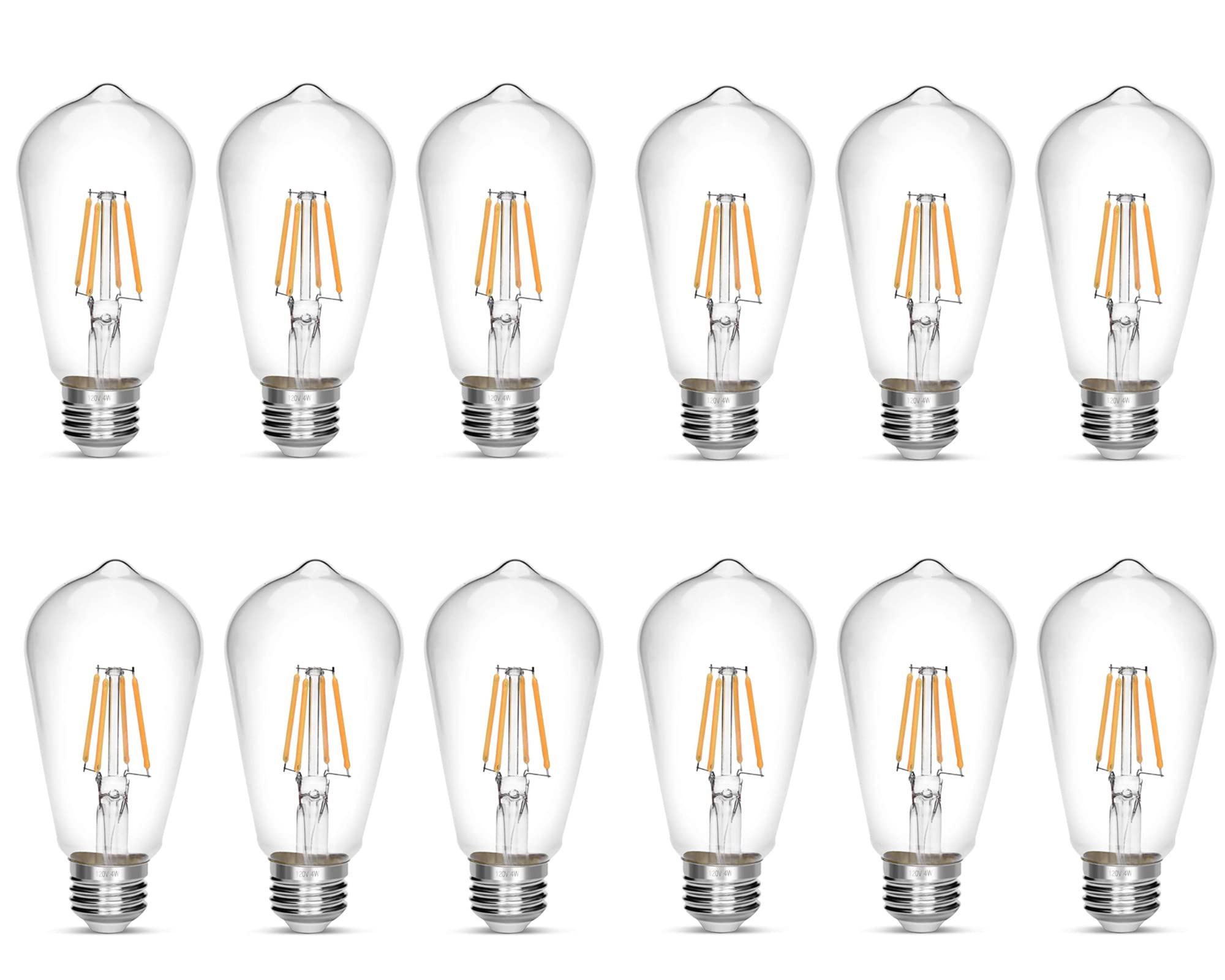 NOTOC LED Edison Bulb 40W Vintage Glass Warm White 2700K Pack of 12 Non-Dimmable 450 Lumens