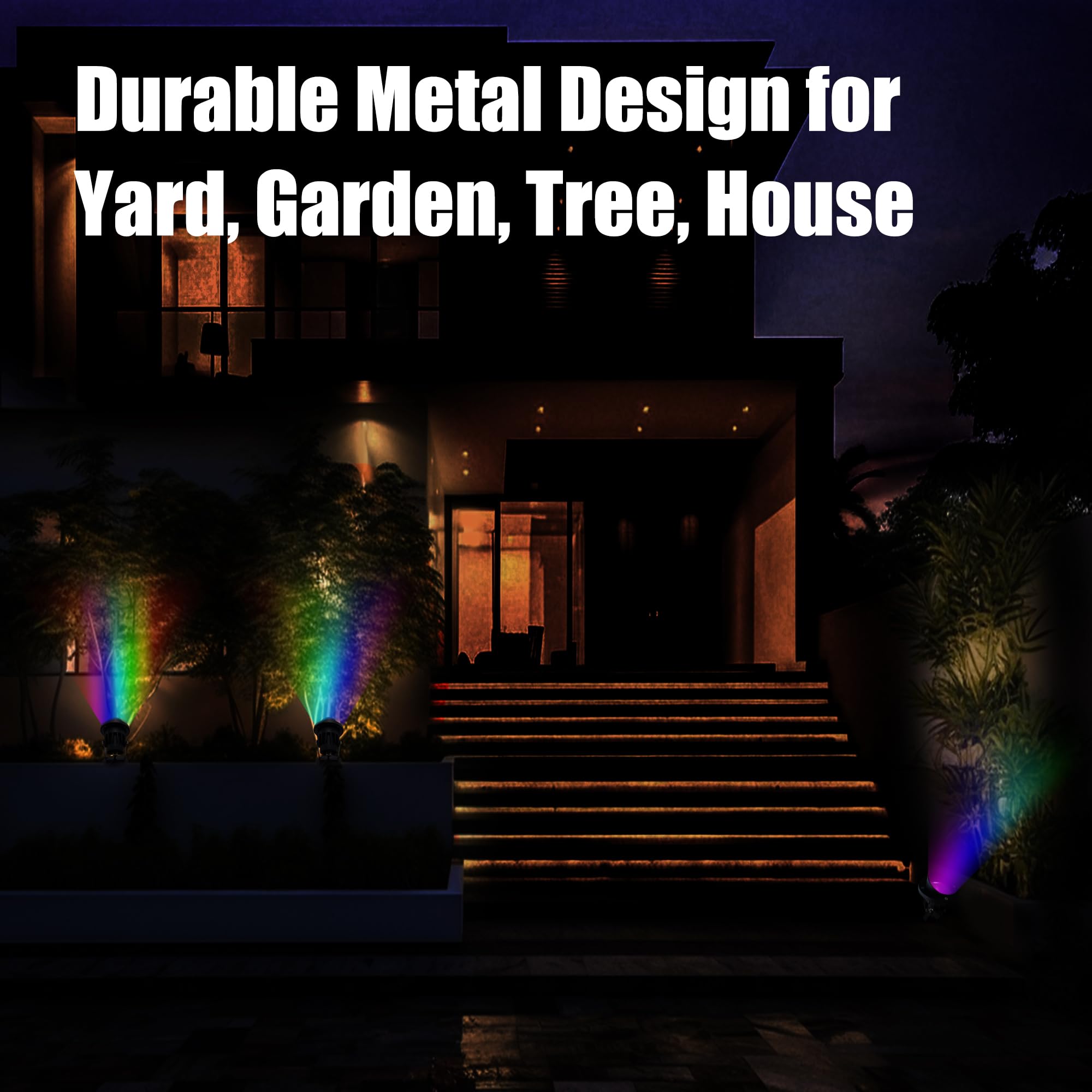 Dobelay Color Spot Light Outdoor 2-Pack  120V 12W Waterproof Led Landscape Spotlights  Plug-In Durable Spotlight Outdoor For Yard  Garden  Patio  Tree  House  Halloween  Christmas