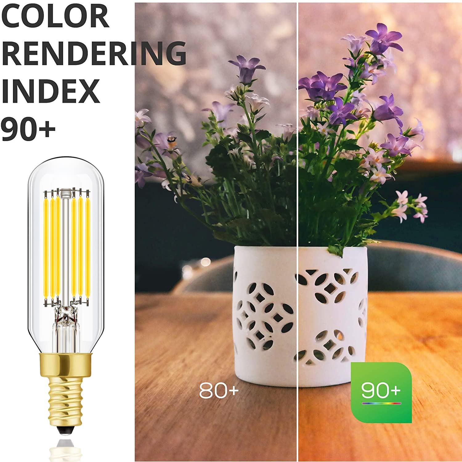 Leools Dimmable T6 Led Bulb 60W Candelabra Led 4000K Clear 600Lm 6W E12 Edison Bulb Neutral White 12Pack