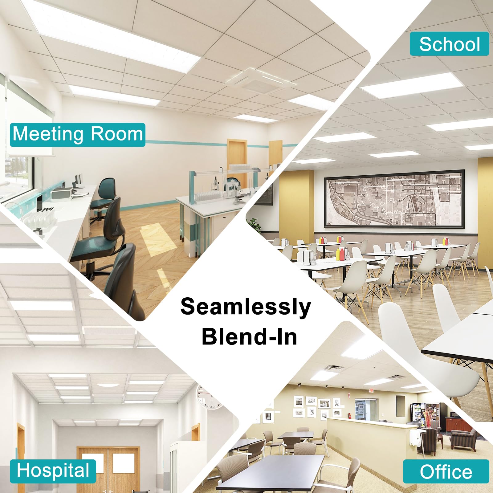 Vocgouu 12 Pack 2X4 Led Flat Panel Lights - Drop Ceiling Light Fixture 5000K 4000K 3000K Selectable & 0-10V Dimmable, 50W 24X48