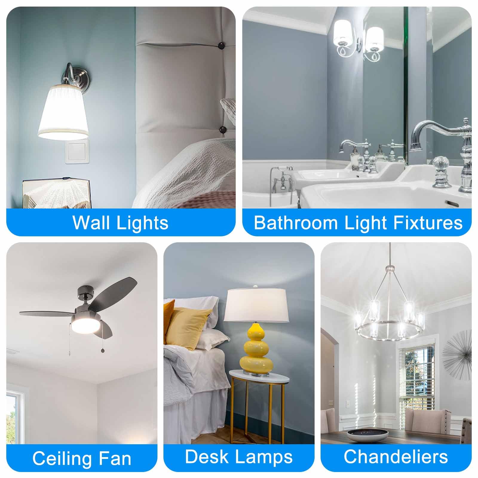 Megereet Jde11 Led Bulb 100W Halogen Bulbs Equivalent T4 Mini Candelabra E11 Led Bulb Dimmable Daylight White 6000K 10W 1000Lm Jde11 120V 100W Led For Ceiling Fan Pendant Lighting 5 Packs