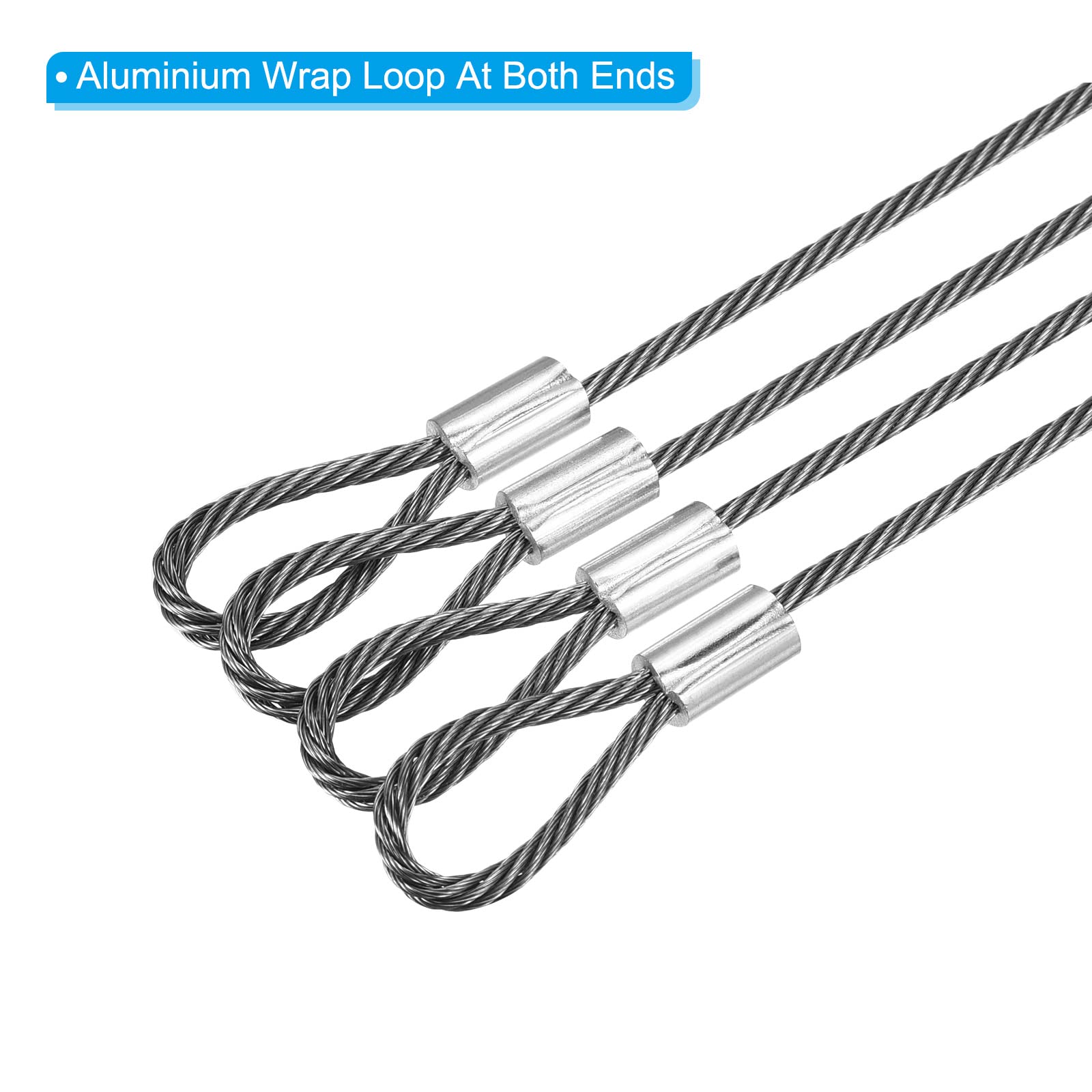 PATIKIL 8 Inch Security Cable Wire, 6 Pack Stainless Steel, Double Loop for DJ Lighting & Luggage Lock, 20cmx2mm, Silver