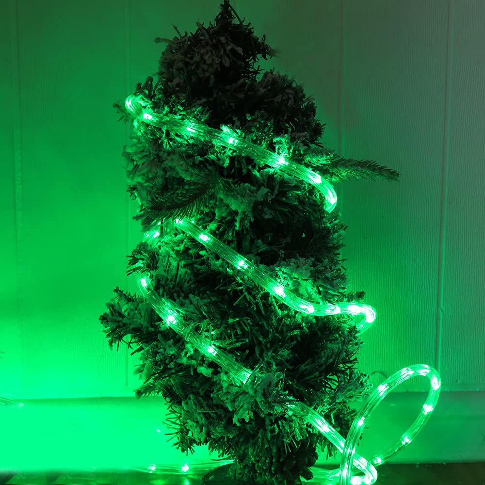 DINGFU 50ft LED Waterproof Rope Lights, Green, PVC Tube & Copper Wire, Indoor/Outdoor, Connectable for Deck, Patio, Pool, Camping