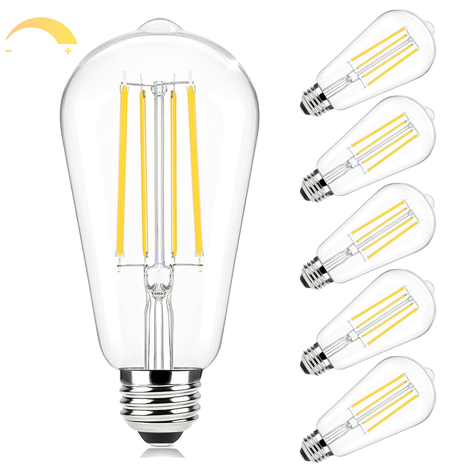 Brightever LED Light Bulbs 60 Watt Equivalent, Dimmable Vintage Edison Bulbs, 7W, 850LM, 90+CRI, E26 LED Bulb Warm White 2700K, 
