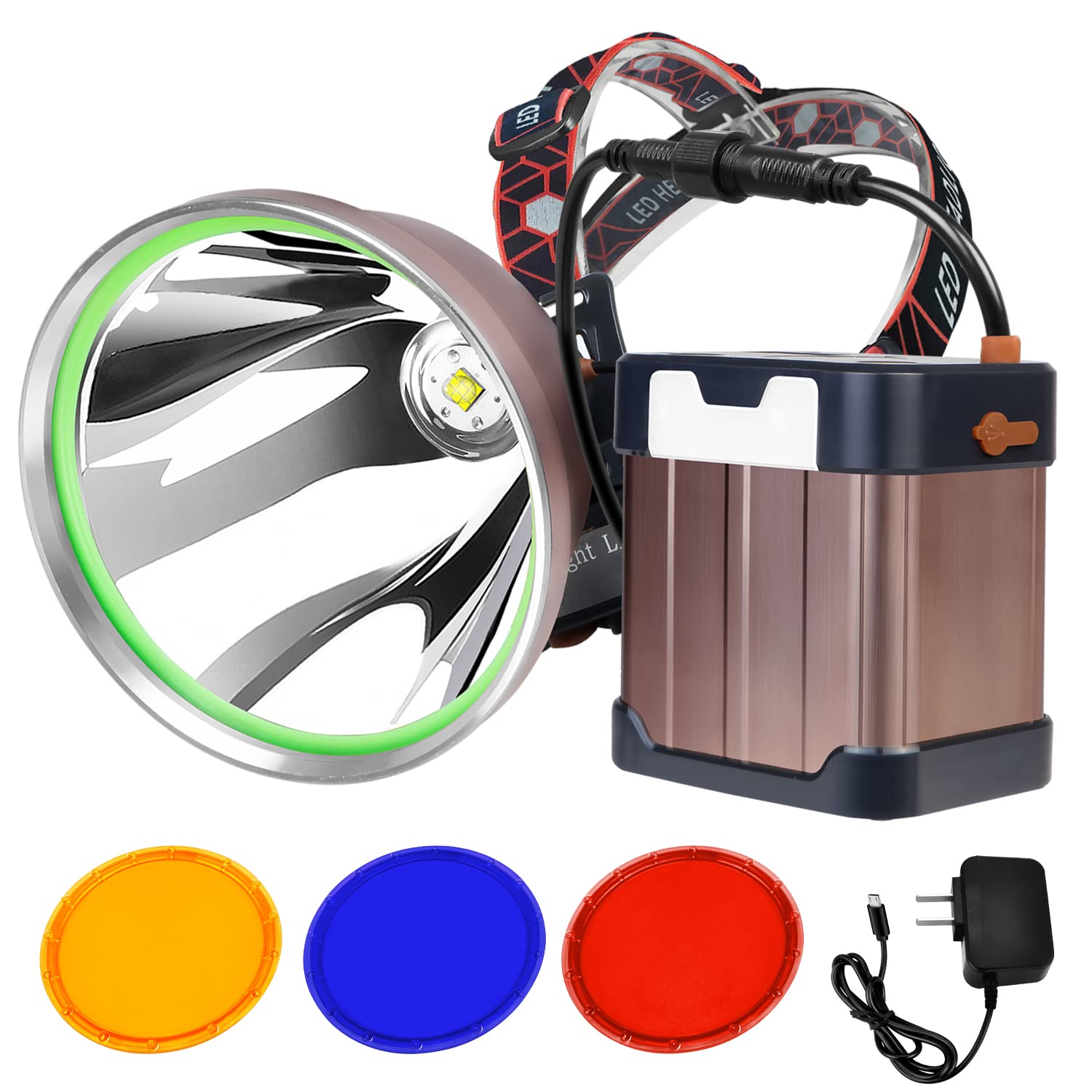 Pinsai Coon Hunting Lights High Power Led Headlamp Super Bright High Lumens 22000Mah Rechargeable Headlight Waterproof Head Spot