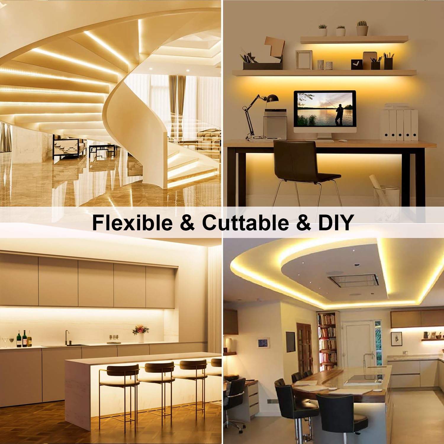 Tasodin LED Strip Light, Waterproof IP65, 16.4ft, 300 Units 3528 LEDs, Warm White