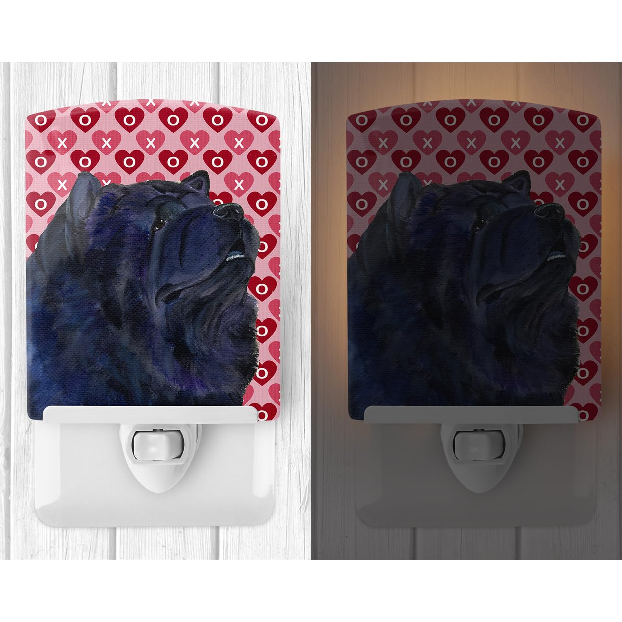 Carolines Treasures Ceramic Night Light, Chow Chow Hearts, UL-Certified, 6x4x3 inches, Multicolor, Model SS4501CNL