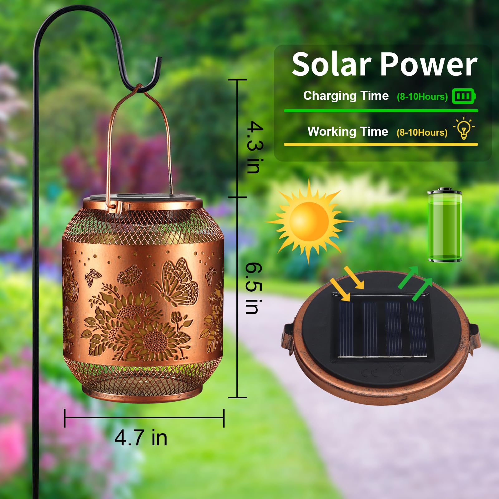 Solar Lanterns Outdoor Waterproof Christmas Birthdays Gifts For Women Mom Grandma Butterfly Garden Decor Metal Hanging Solar Led