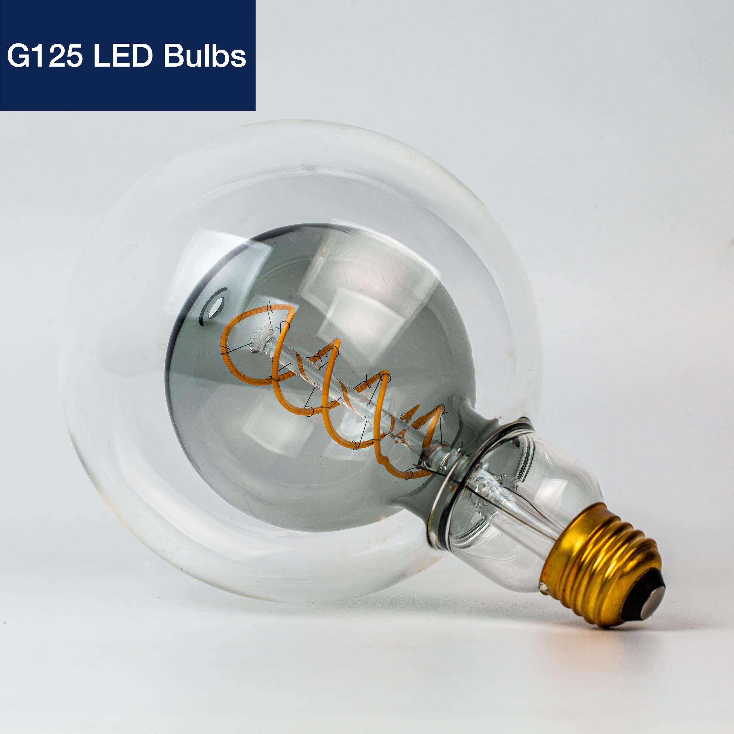 Flsnt Oversized Globe Led Edison Bulbs, 2700K Soft White, Dimmable, 7W(40W Equivalent), 300Lm, E26 Medium Base, Cri90, Smoke Gla