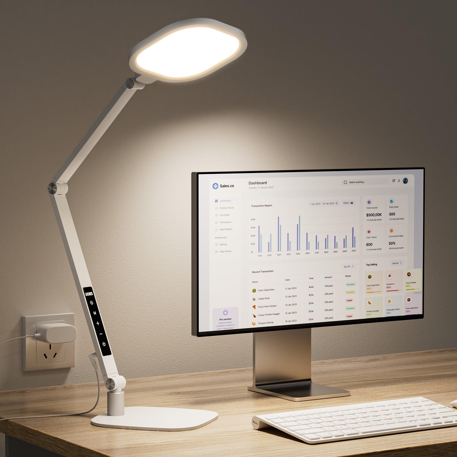 Litones Led Desk Lamp For Home Office, 15W Desk Light With Cri >95, Memory & Timer Function, 1200Lm Dimmable Computer Light For 