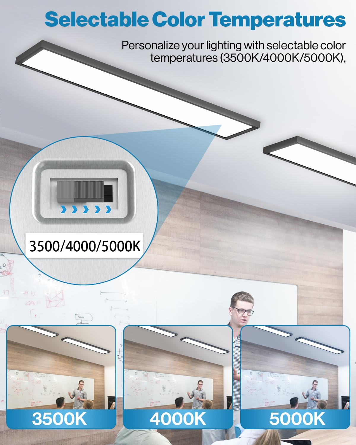 Sunco 1X4 Led Flat Panel Light, Dual Selectable Cct 3500K/4000K/5000K & Selectable Wattage 30W/40W/46W, 5700Lm, Dimmable 0-10V,