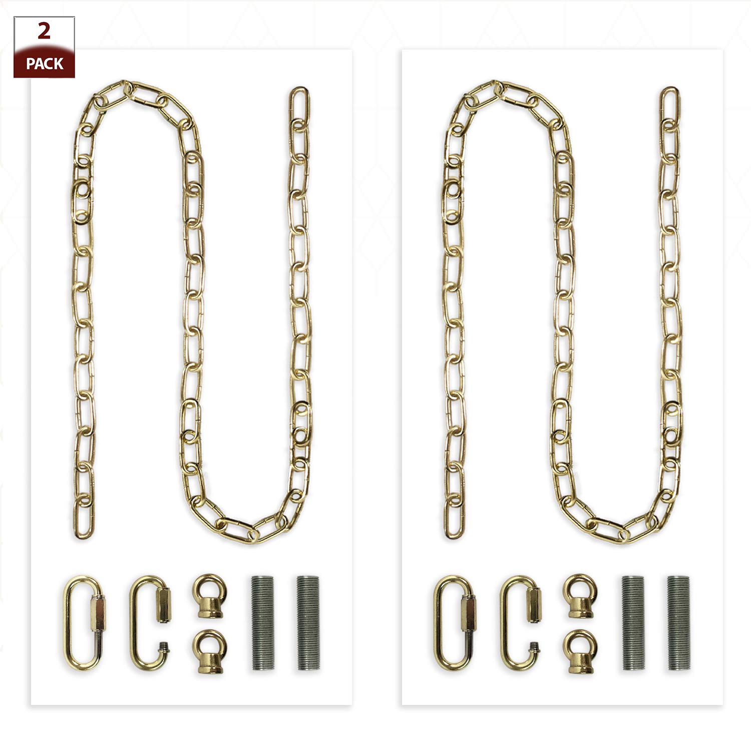 Royal Designs, Inc. Lc-2001-Pb-6-2 Heavy Duty Lighting Fixture Chain, Polished Brass-2 Pack