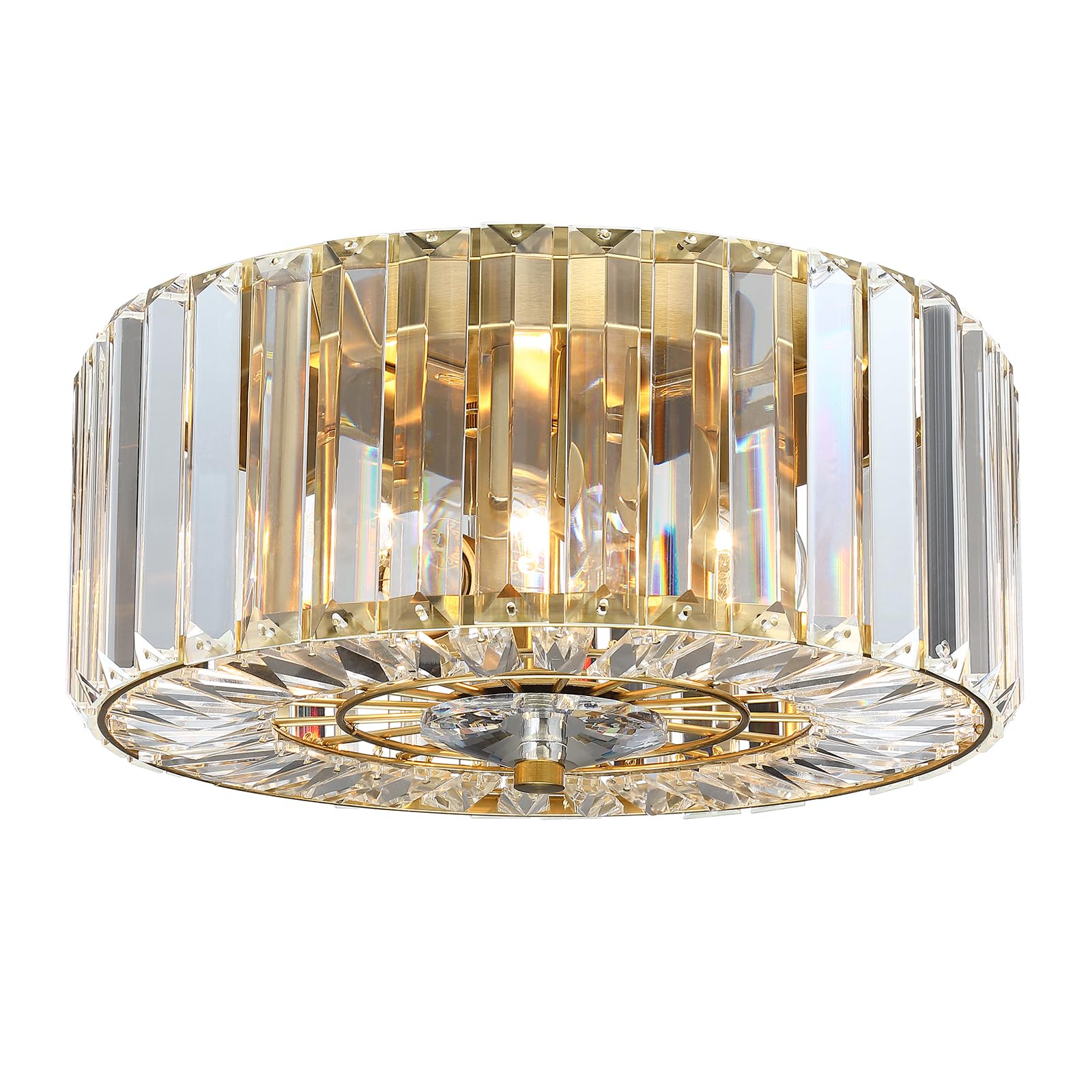pasentel Gold Crystal Ceiling Light  11.8 Semi Flush Mount Ceiling Light  2-Lights Hallway Lighting Fixtures Crystal Chandelier Gold Bedroom Chandelier for Entryway Bathroom Foyer  XDD007-2-G