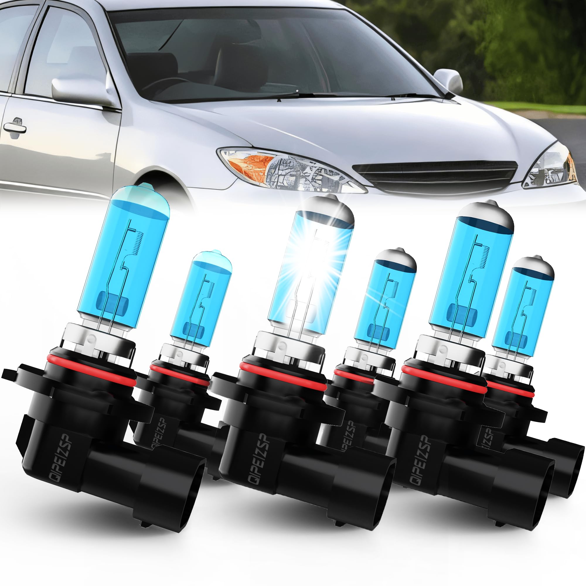 QIPEIZSP Compatible for Toyota Camry (2002 2003 2004 2005 2006) Lights Headlight Bulbs, 9005/HB3/H10 high beams + 9006/HB4 Low B