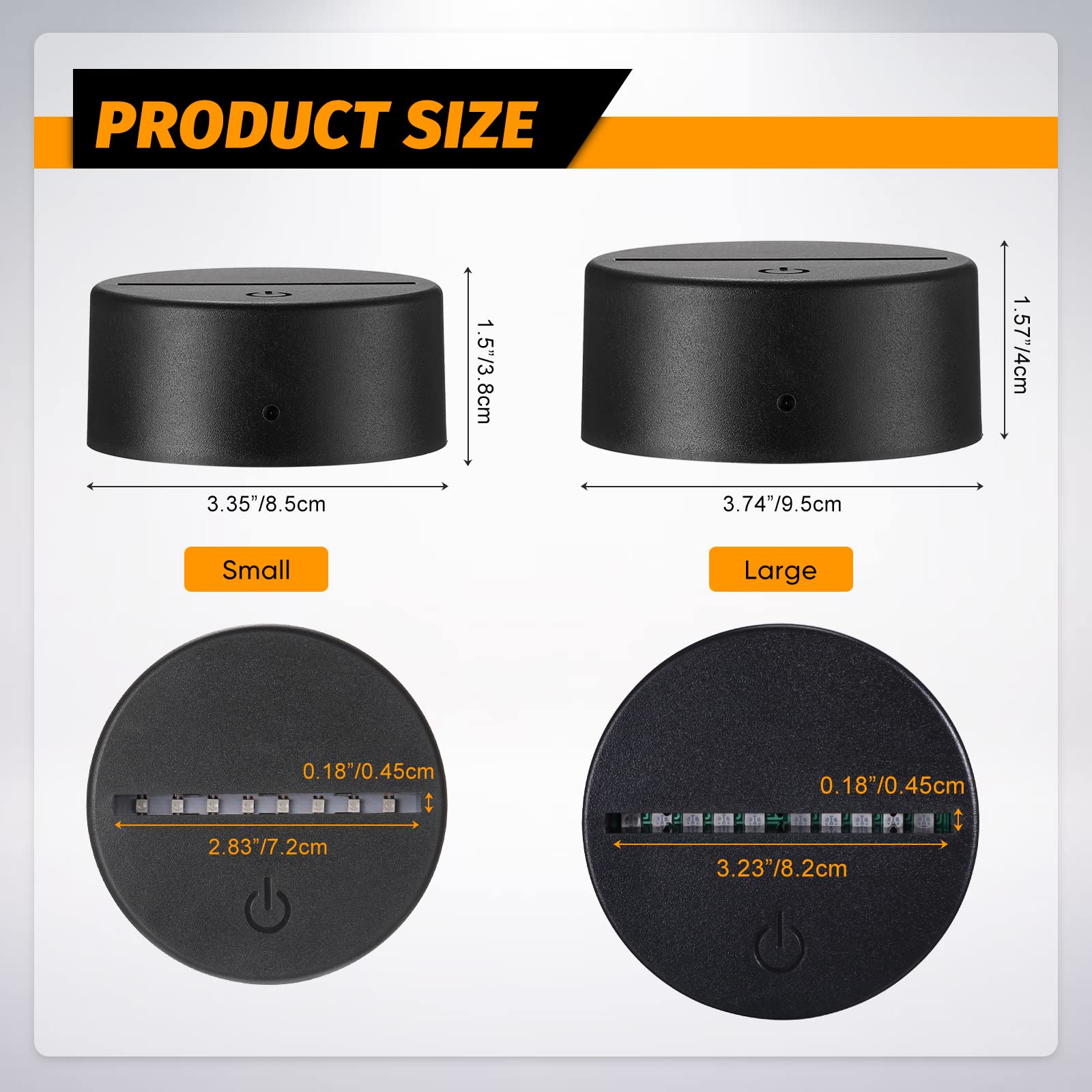 Honoson 3D Night LED Light Lamp Base, 16 Colors, Remote Control, USB, Large, Black, Model 883c8ebb-af26-4a28-8e9