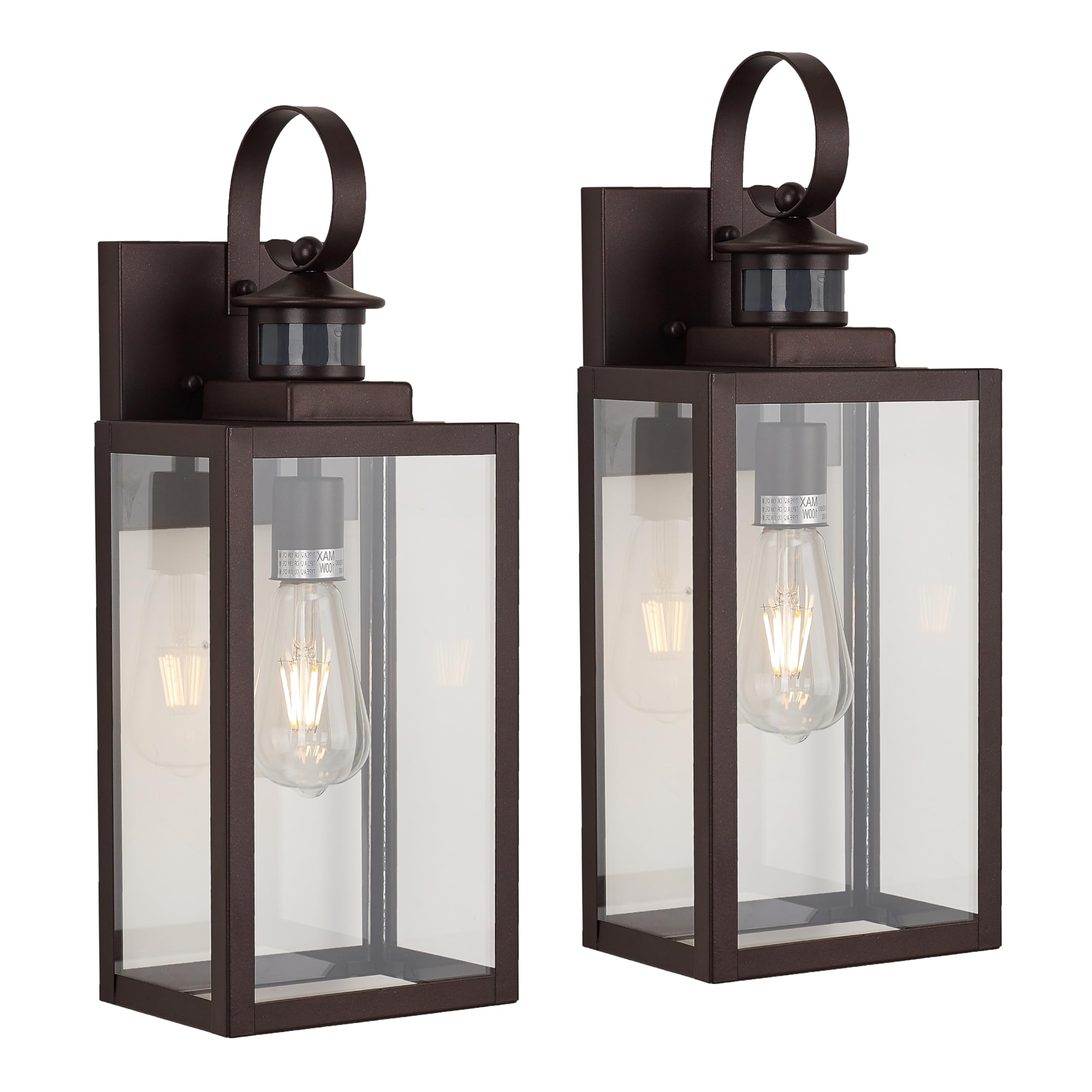 MICSIU Motion Sensor Outdoor Wall Lights, 18in Bronze, 2 Pack, Dusk to Dawn, Metal Fixture for House, Porch, Pathway, Patio