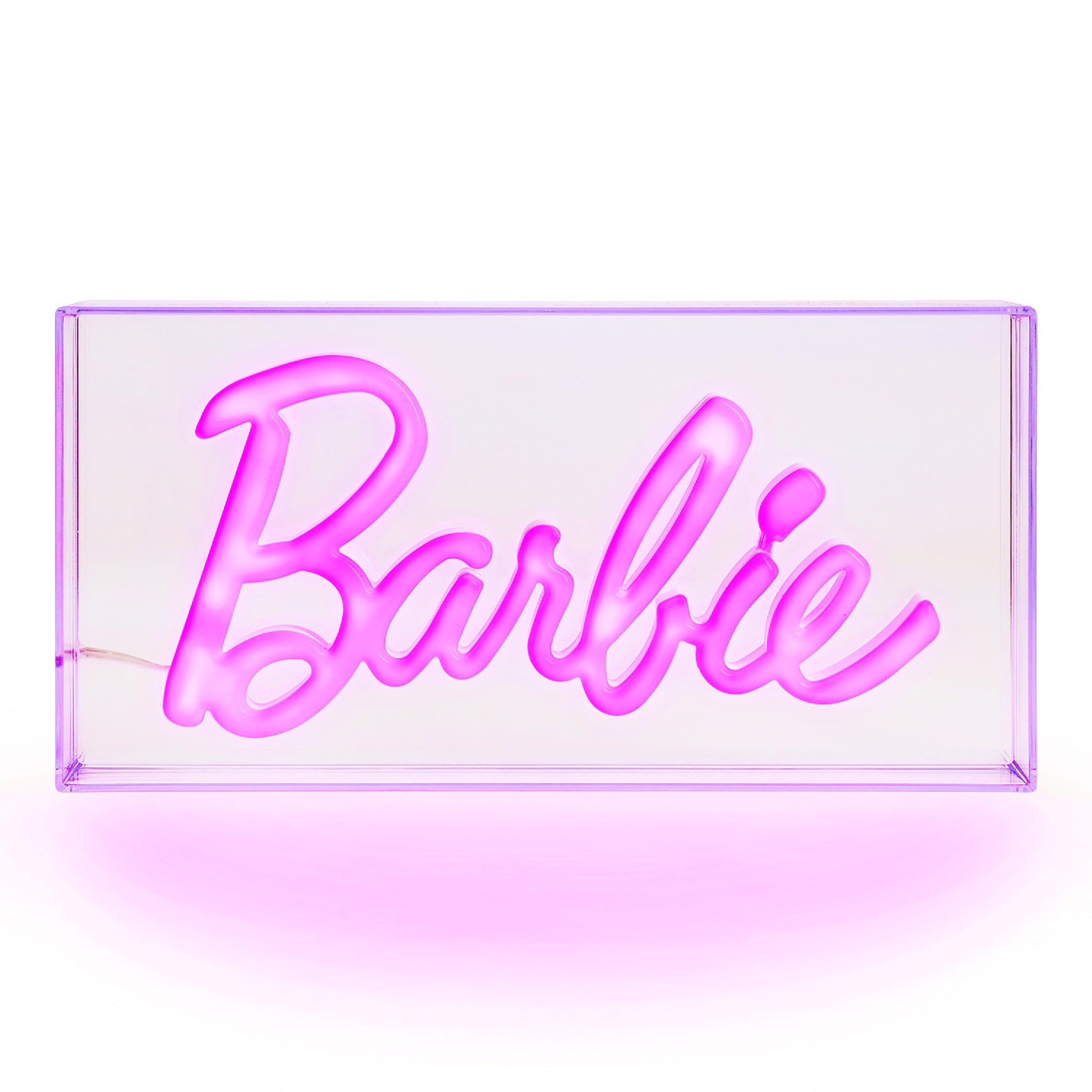 Paladone Barbie Logo LED Neon Pink Sign, Model PP11573BR, Clear with Light Off, Officially Licensed Room Decor