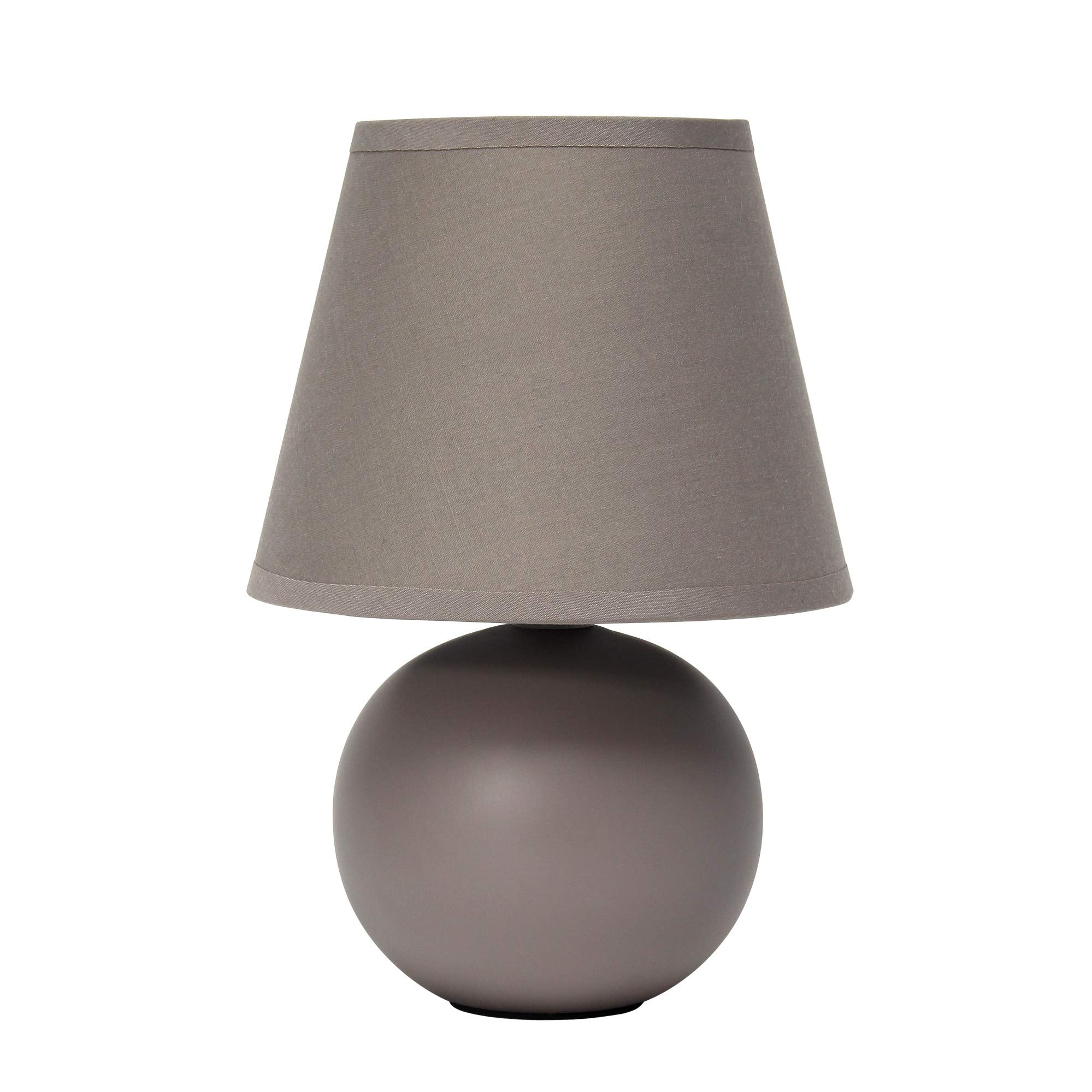 Simple Designs Lt2008-Gry Mini Ceramic Globe Table Lamp With Matching Fabric Shade, Gray 5.51 X 5.51 X 8.66